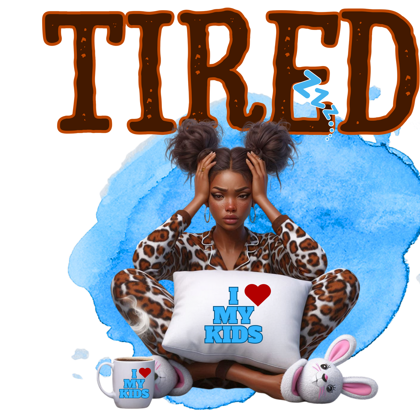 Tired mom with pillow I love my kids Pullover Hoodie