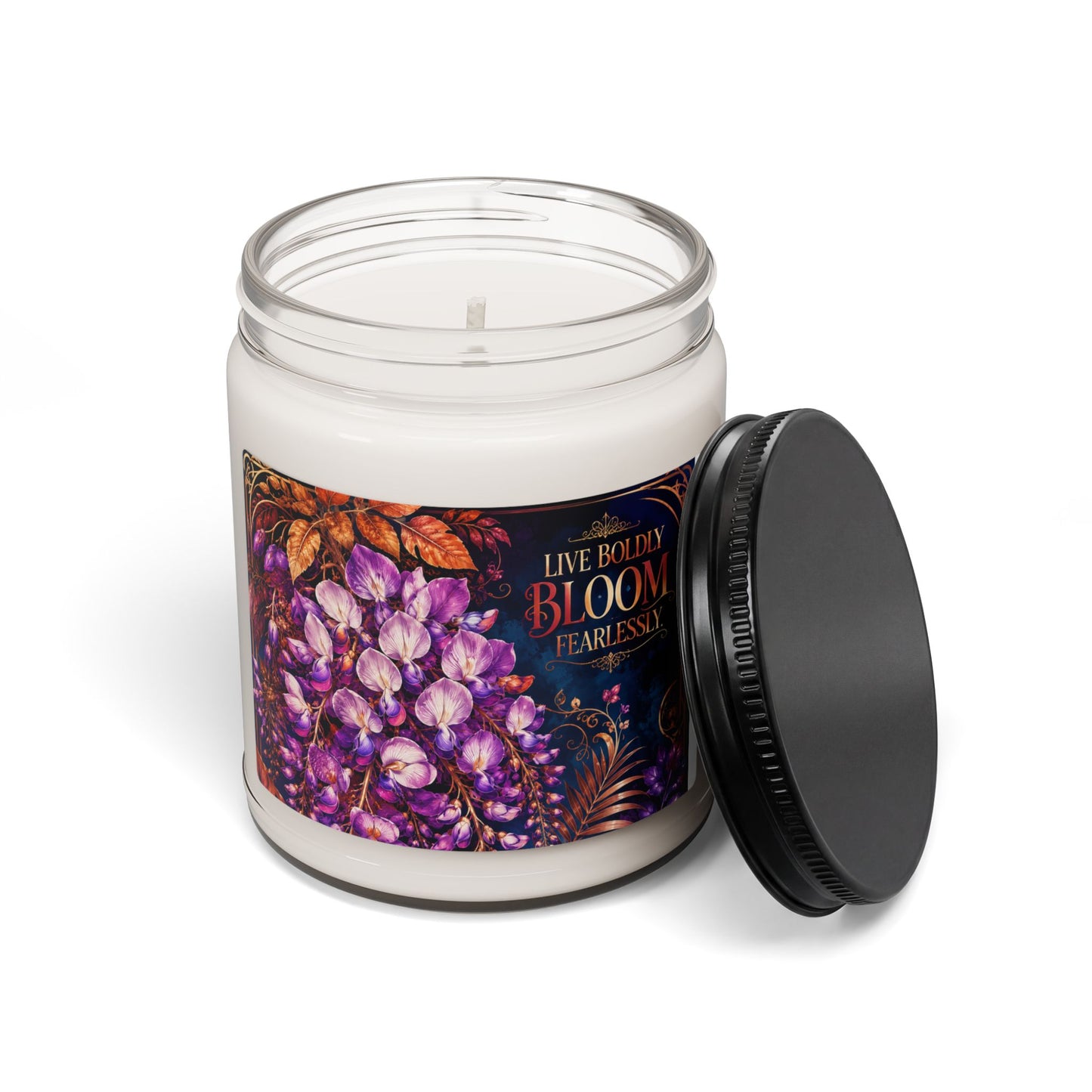 Bloom Fearlessly 9oz Scented Soy Candle — Floral Aromatherapy Jar (Live Boldly Bloom Fearlessly)