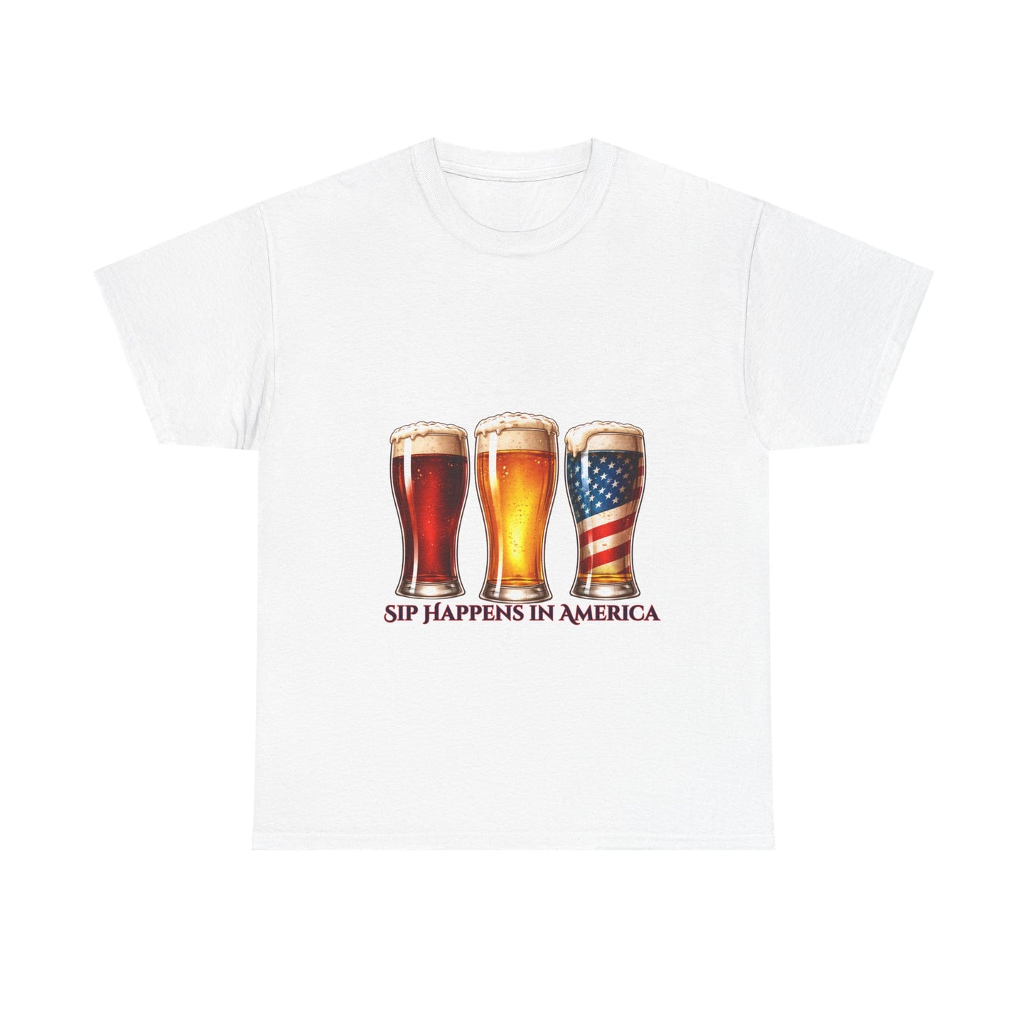 Beer T-Shirt — "Sip Happens in America" Patriotic Craft Beer Tee