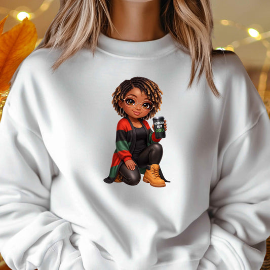 AFRICAN AMERICAN WOMAN  NO BODY BUT GOD   Crewneck Pullover Sweatshirt