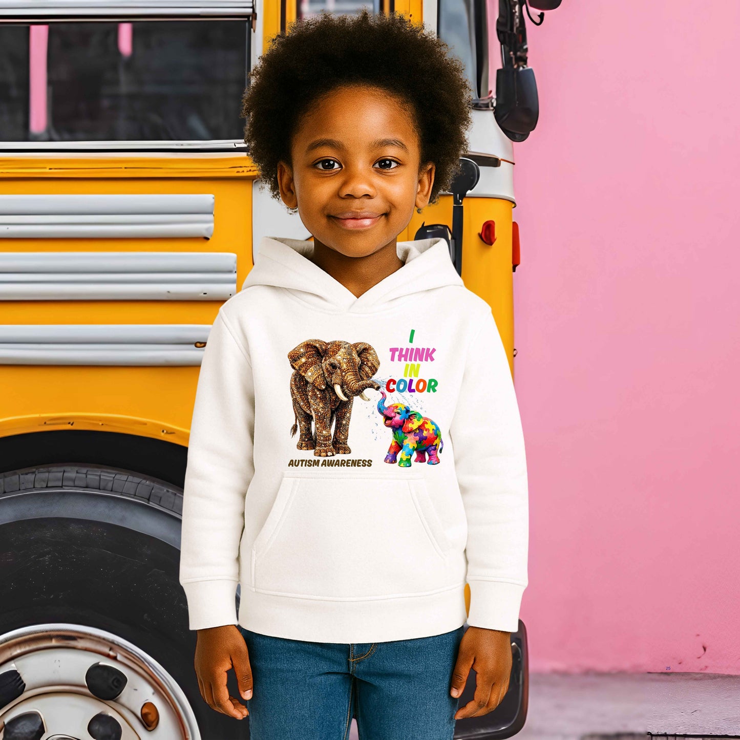 AUTISM AWARENESS ELEPHANTS I THIN IN COLOR Youth Pullover Hoodie