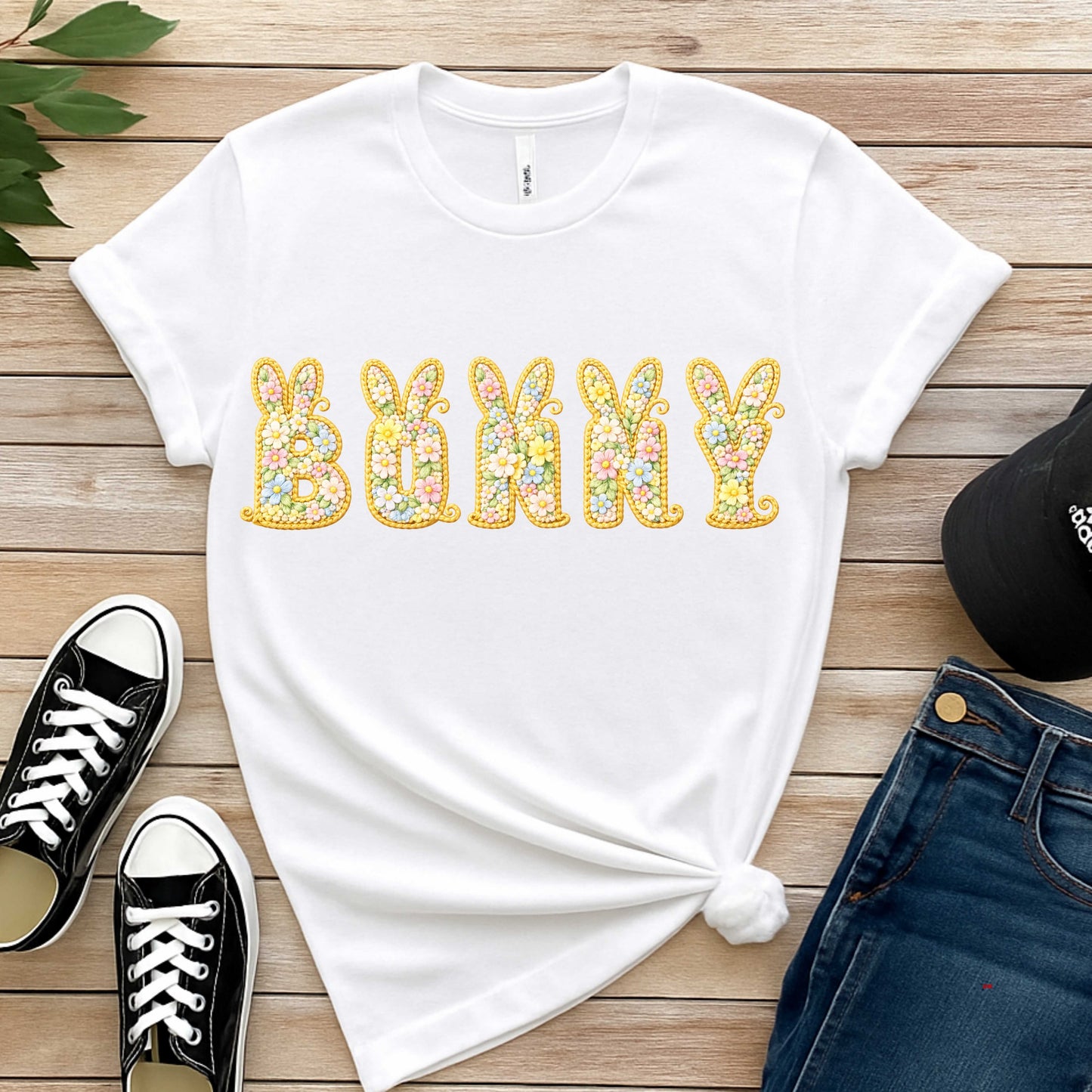BUNNY EARS IN FLOWERS. T-Shirt