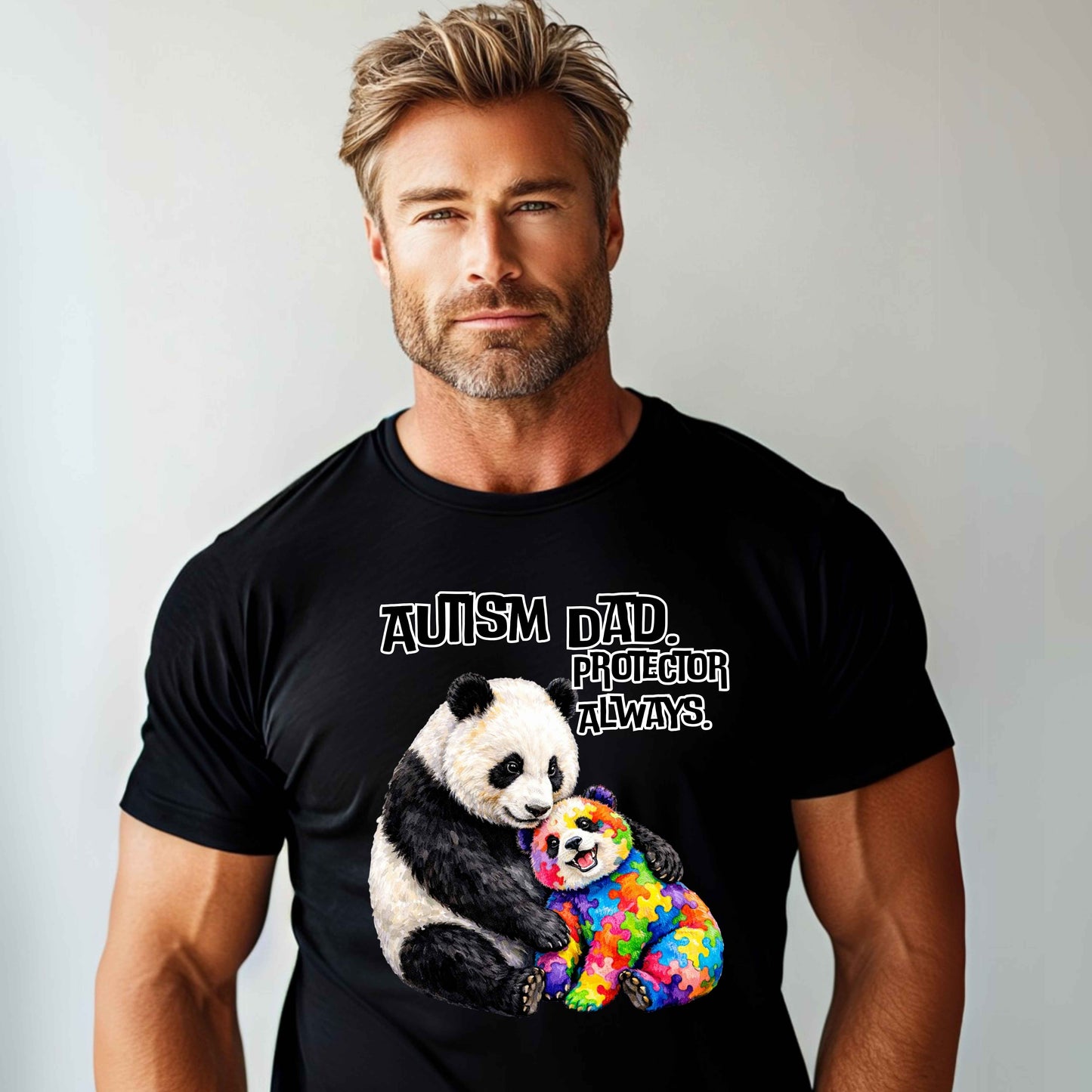 AUTISM DAD PROTECTOR ALWAYS PANDA. T-Shirt