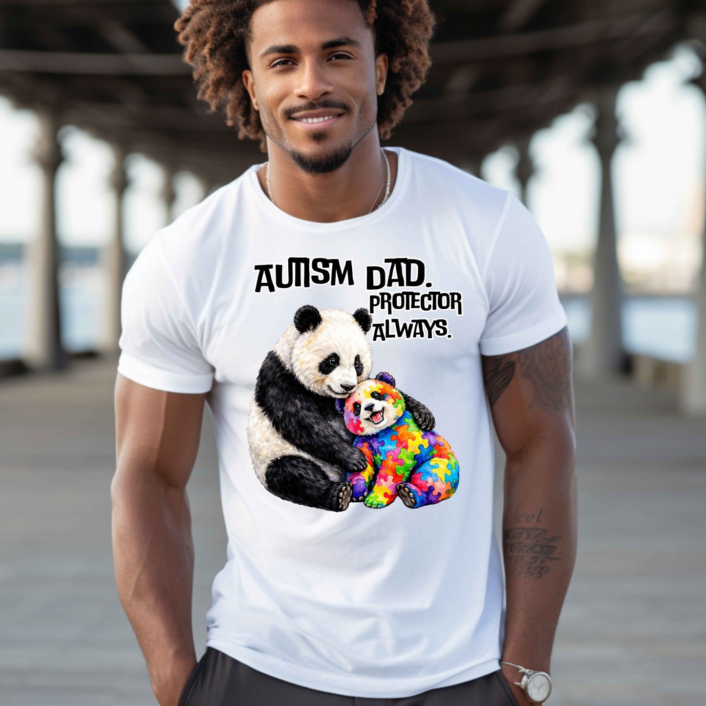 AUTISM DAD PROTECTOR ALWAYS PANDA. T-Shirt