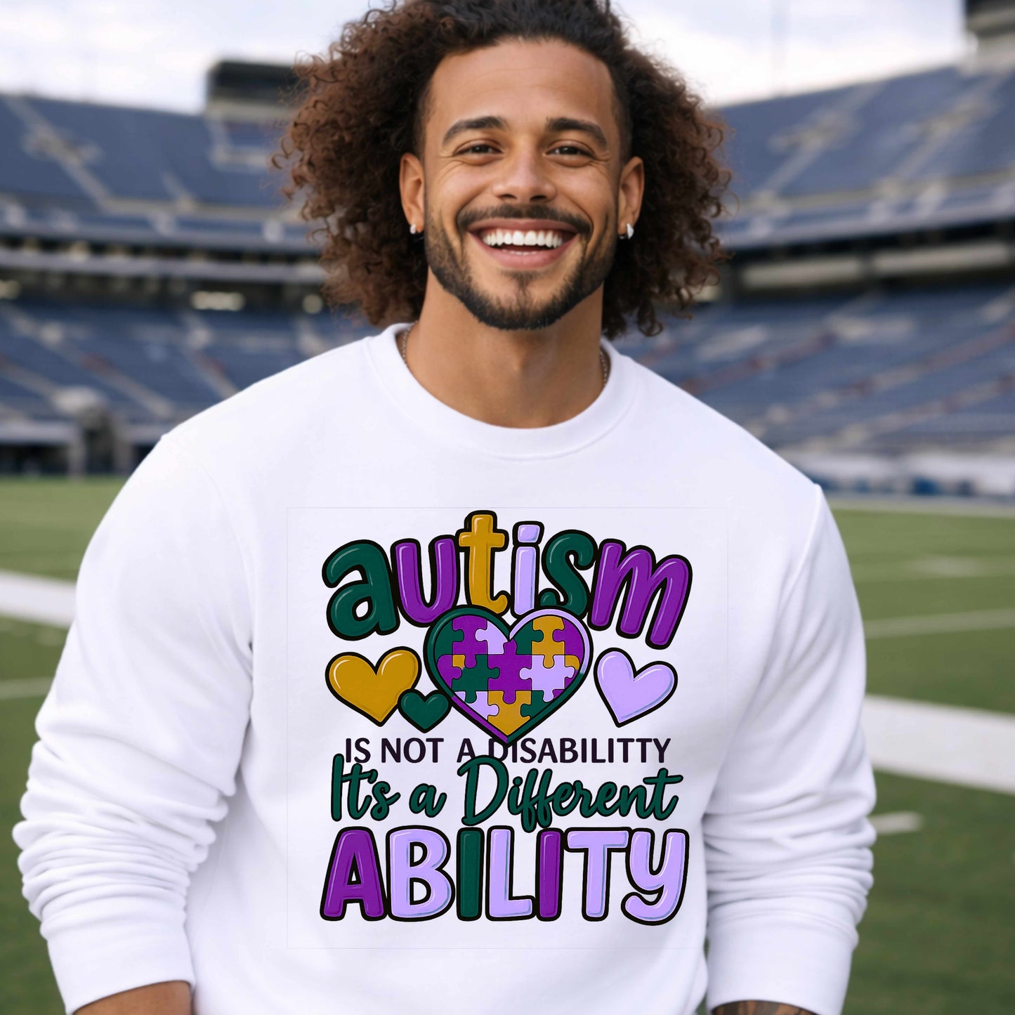 AUTISM IS NOT A DISABILITY, IT'S A DIFFERENT ABILITY.  Crewneck Pullover Sweatshirt