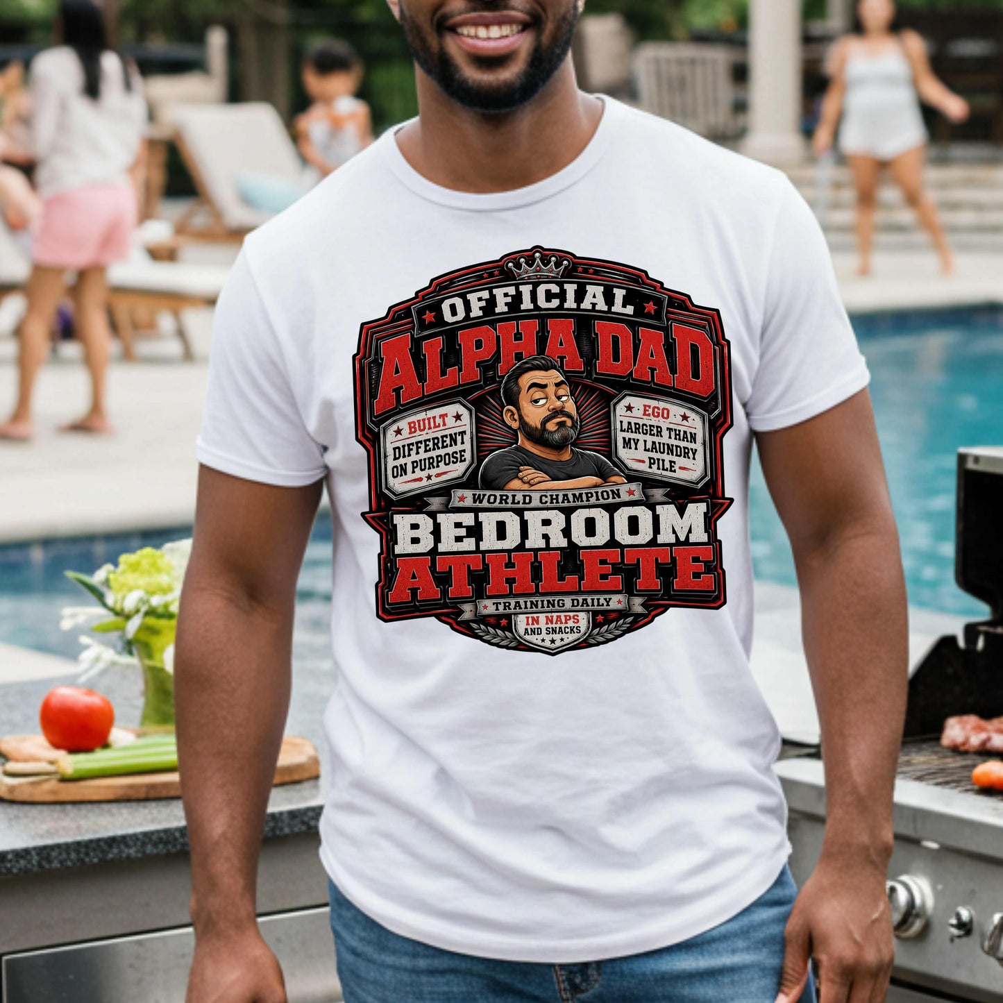 OFFICIAL ALPHA DAD BEDROOM ATHLETE. T-Shirt
