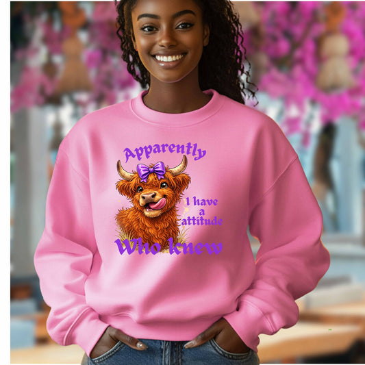 COW APPARENTLY I HAVE A ATTITUDE  WHO KNEW  Crewneck Pullover Sweatshirt