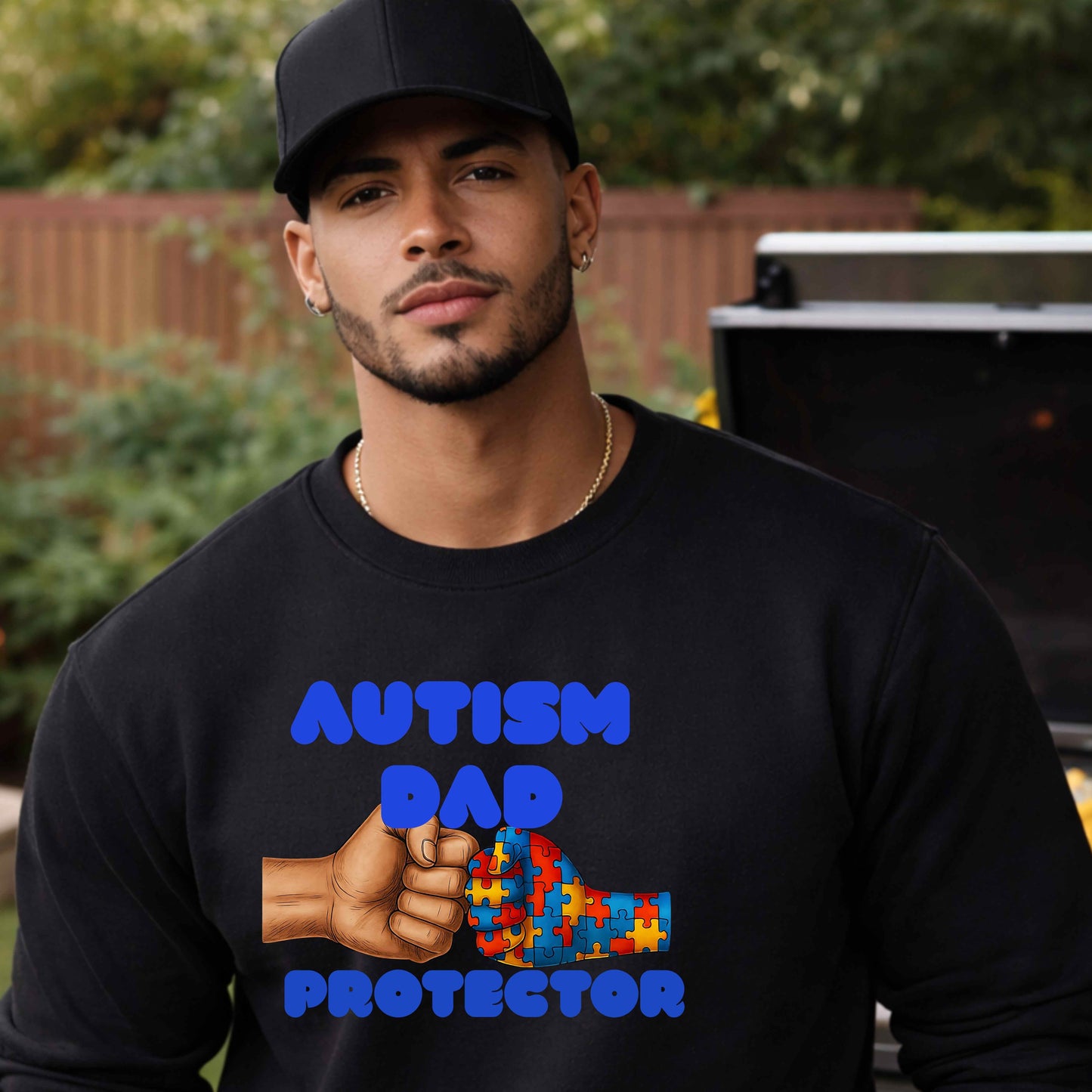 AUTISM DAD PROTECTOR.   Crewneck Pullover Sweatshirt