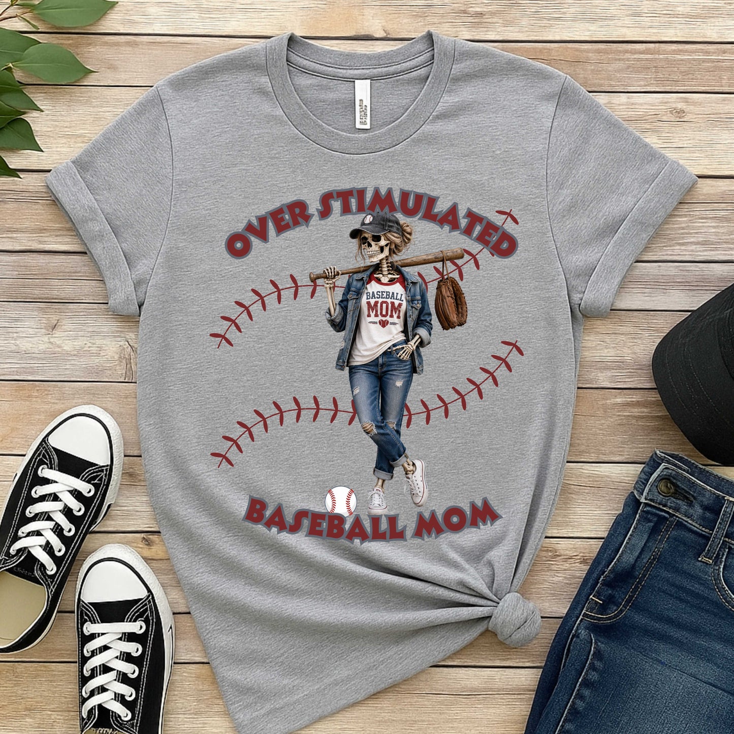 OVERSTIMULATED BASEBALL MOM. T-Shirt