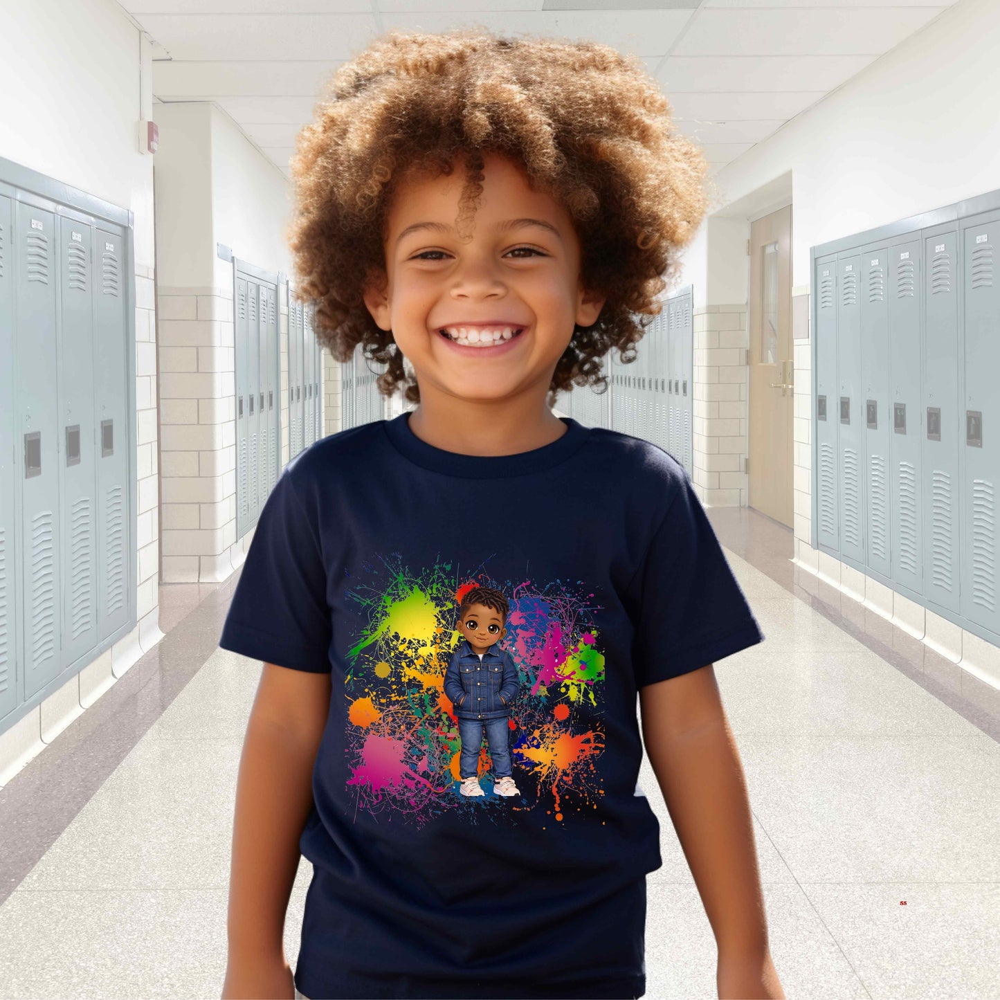 AFRICAN AMERICAN BOY  PAINT   100% Cotton T-Shirt
