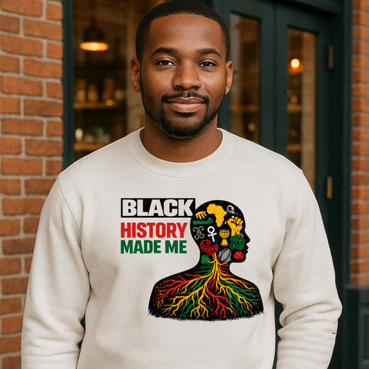 BLACK MADE ME.  Crewneck Pullover Sweatshirt