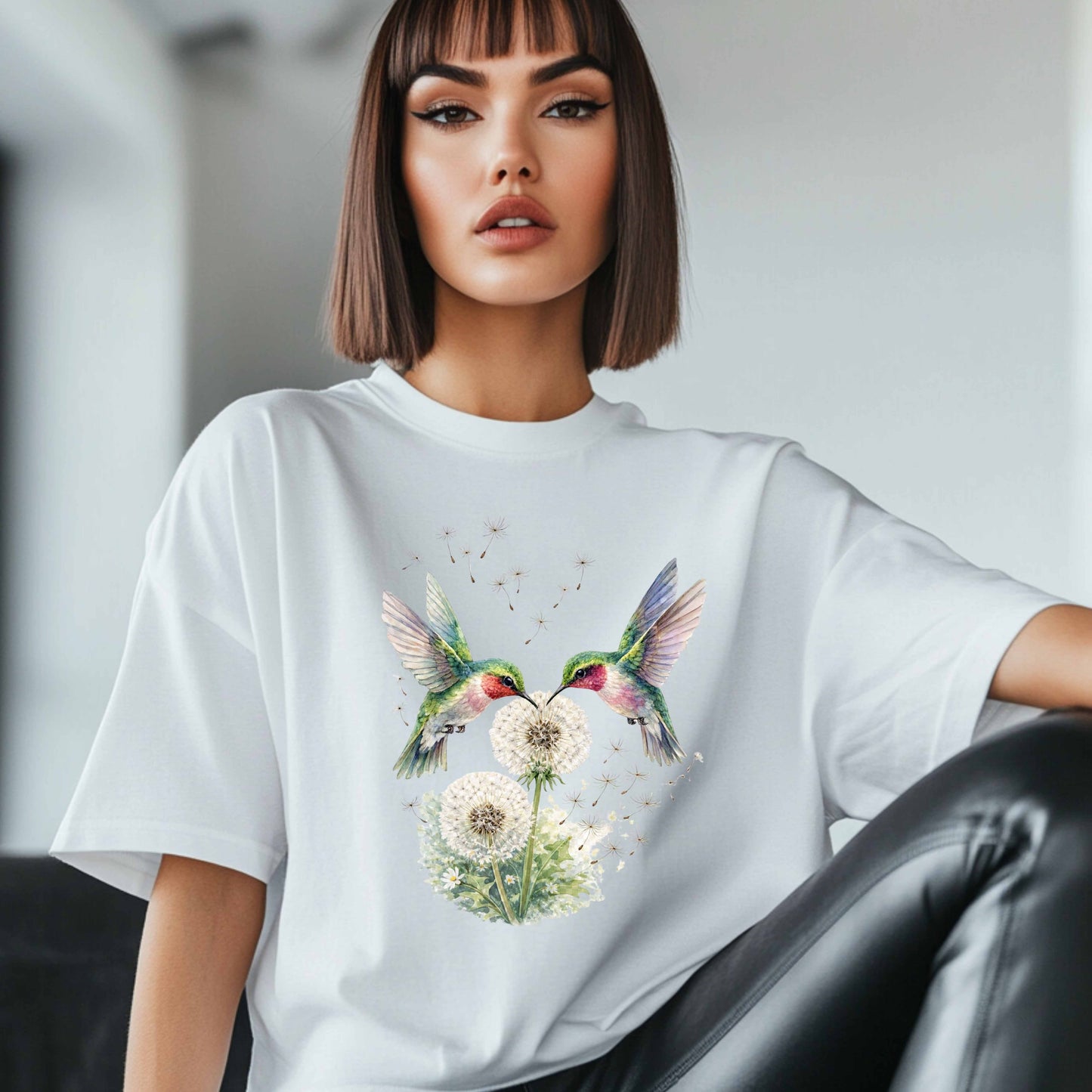 HUMMINGBIRDS AND FLOWERS. T-Shirt