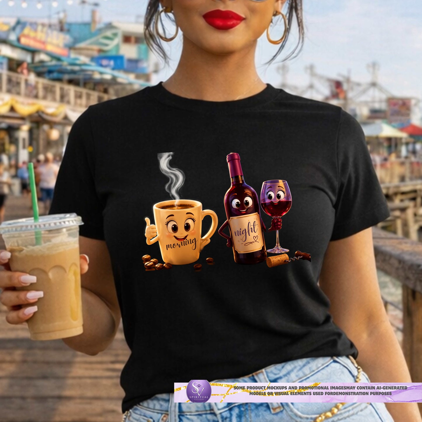 MORNING COFFEE NIGHT WINE. T-Shirt