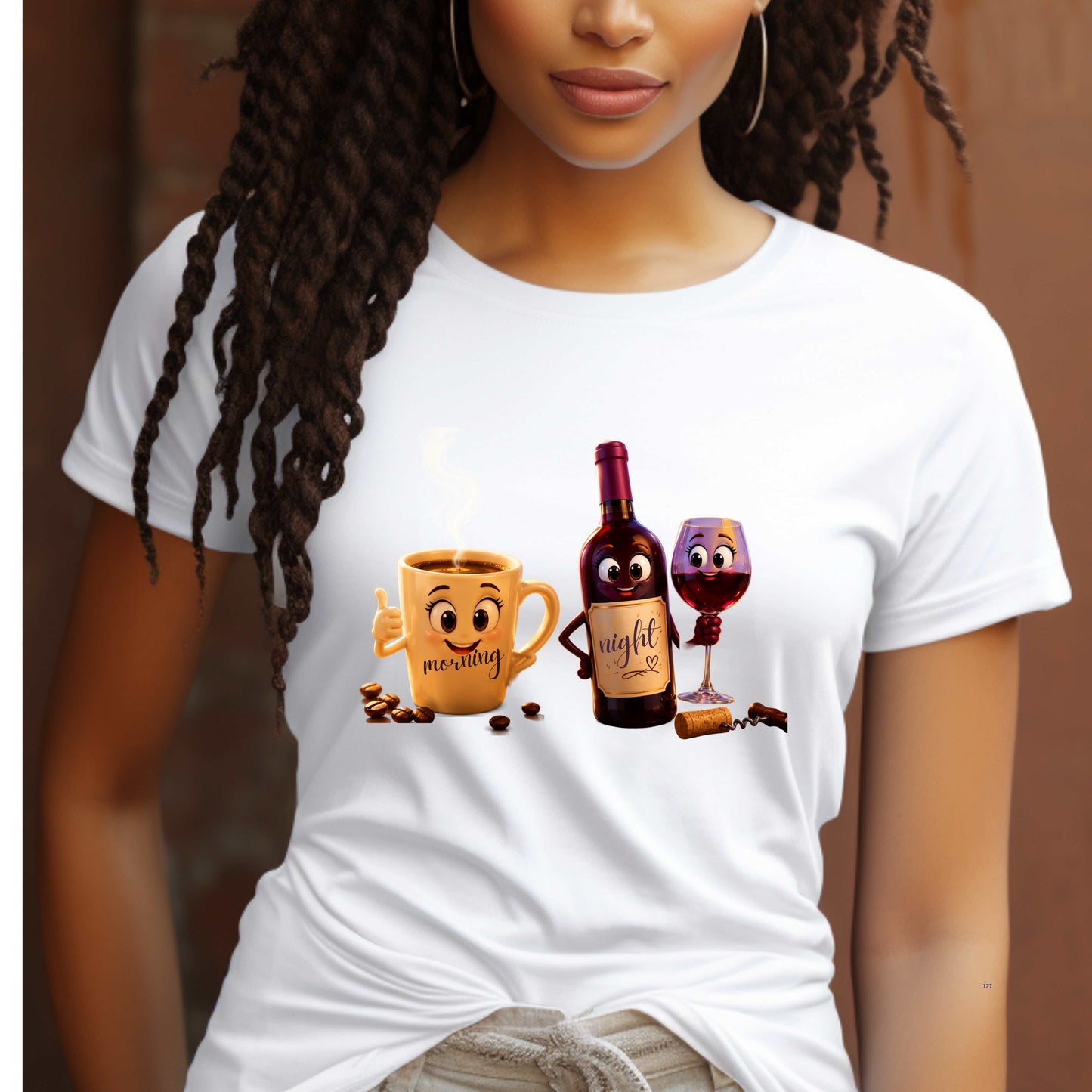 MORNING COFFEE NIGHT WINE. T-Shirt
