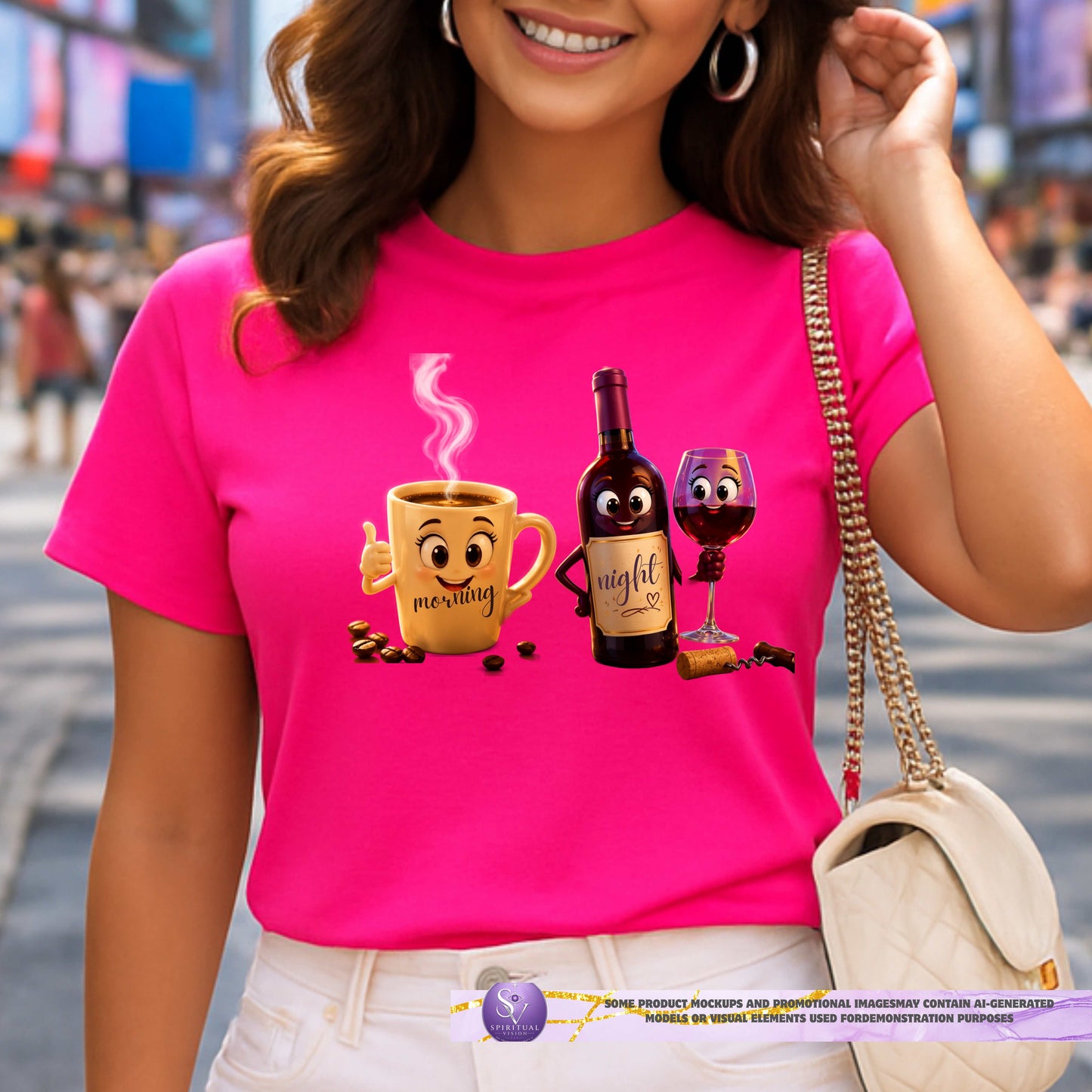 MORNING COFFEE NIGHT WINE. T-Shirt