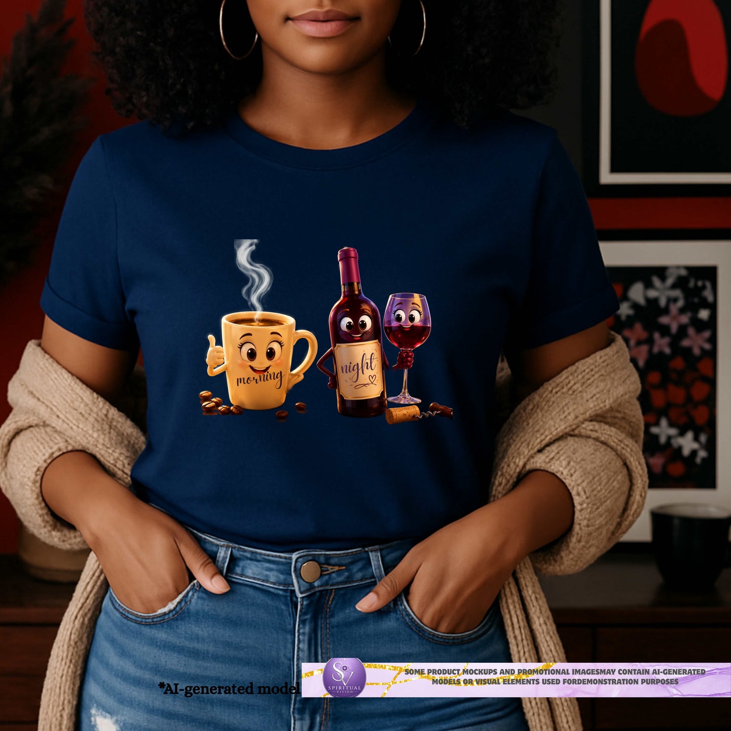 MORNING COFFEE NIGHT WINE. T-Shirt