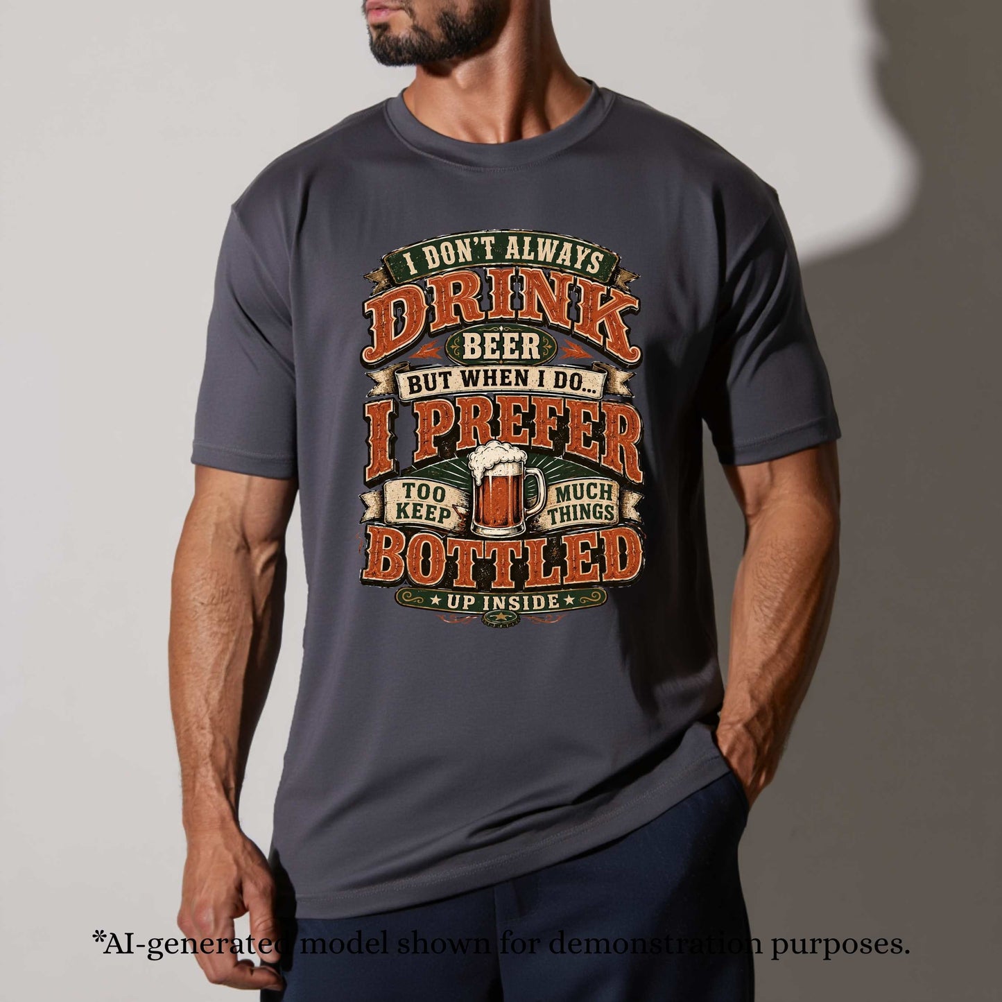 I DON'T ALWAYS DRINK BEER BUT WHEN I DO  I PREFER TOO KEEP BOTTLED UP INSIDE. T-Shirt