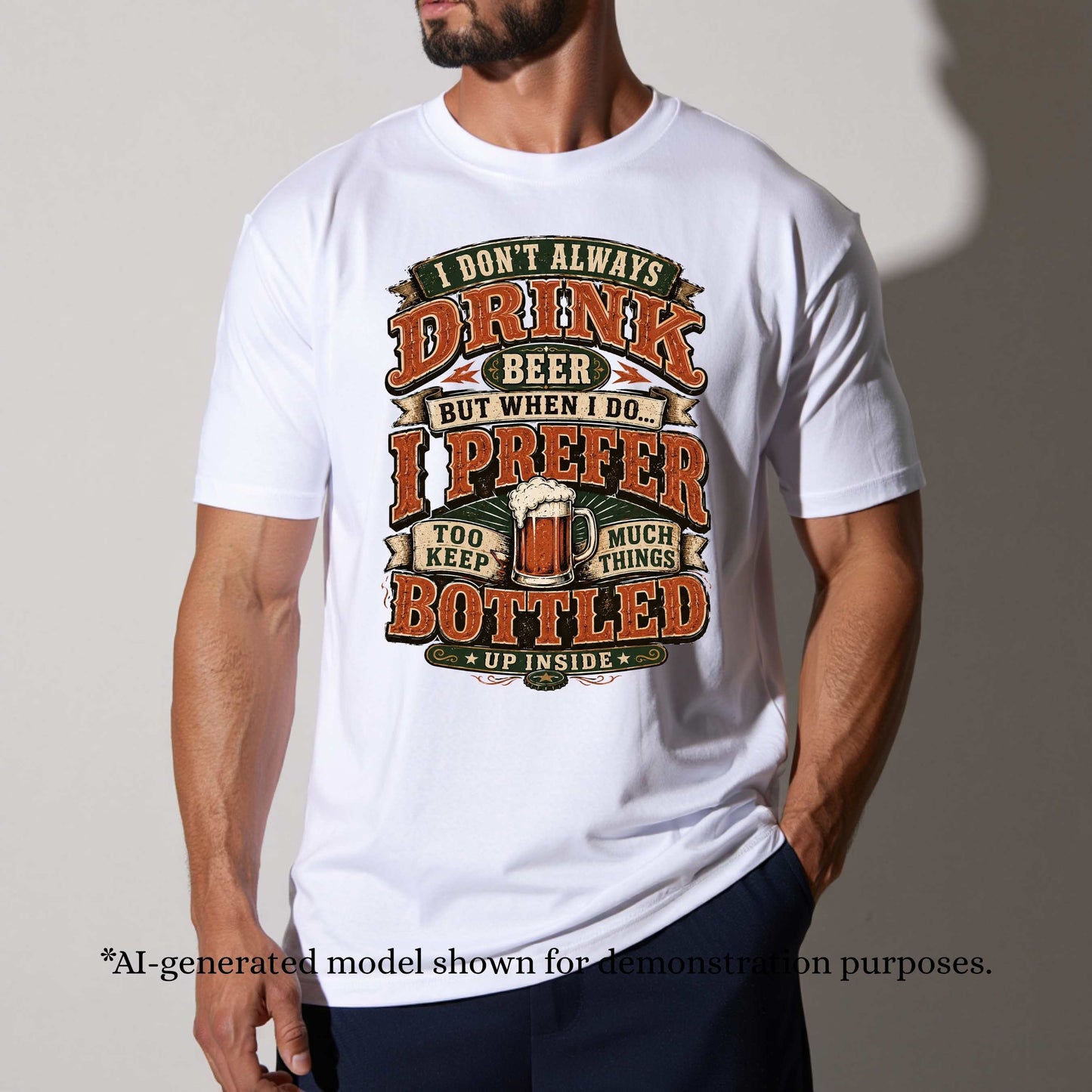 I DON'T ALWAYS DRINK BEER BUT WHEN I DO  I PREFER TOO KEEP BOTTLED UP INSIDE. T-Shirt