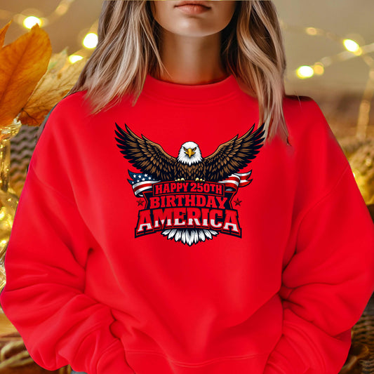 EAGLE HAPPY BIRTHDAY AMERICA  Crewneck Pullover Sweatshirt