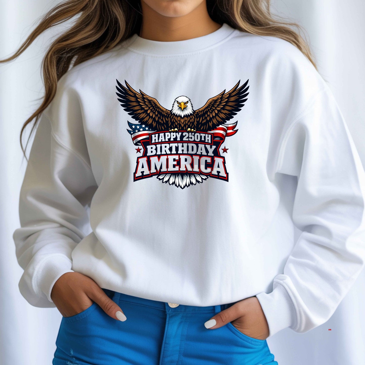 EAGLE HAPPY BIRTHDAY AMERICA  Crewneck Pullover Sweatshirt