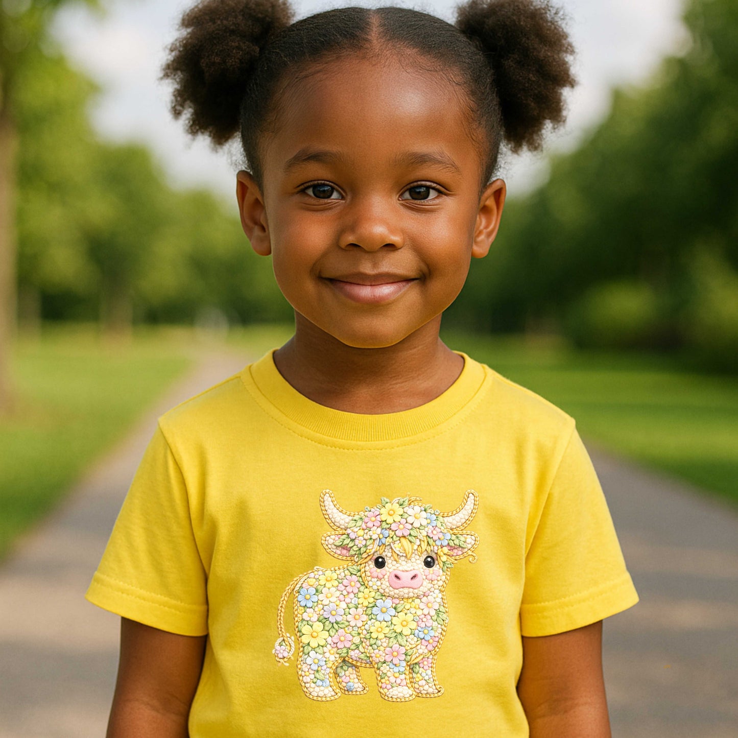 FLOWERED HIGHLAND COW.   T-Shirt