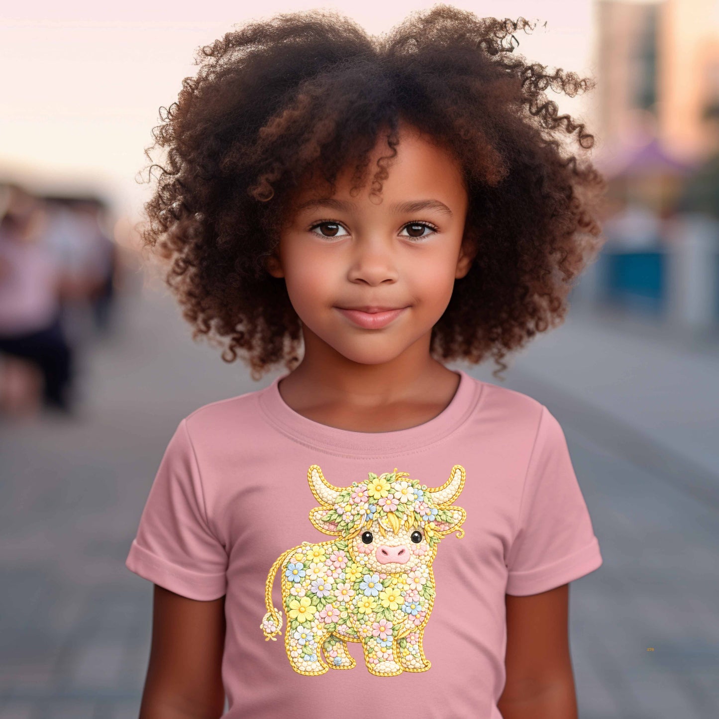 FLOWERED HIGHLAND COW.   T-Shirt