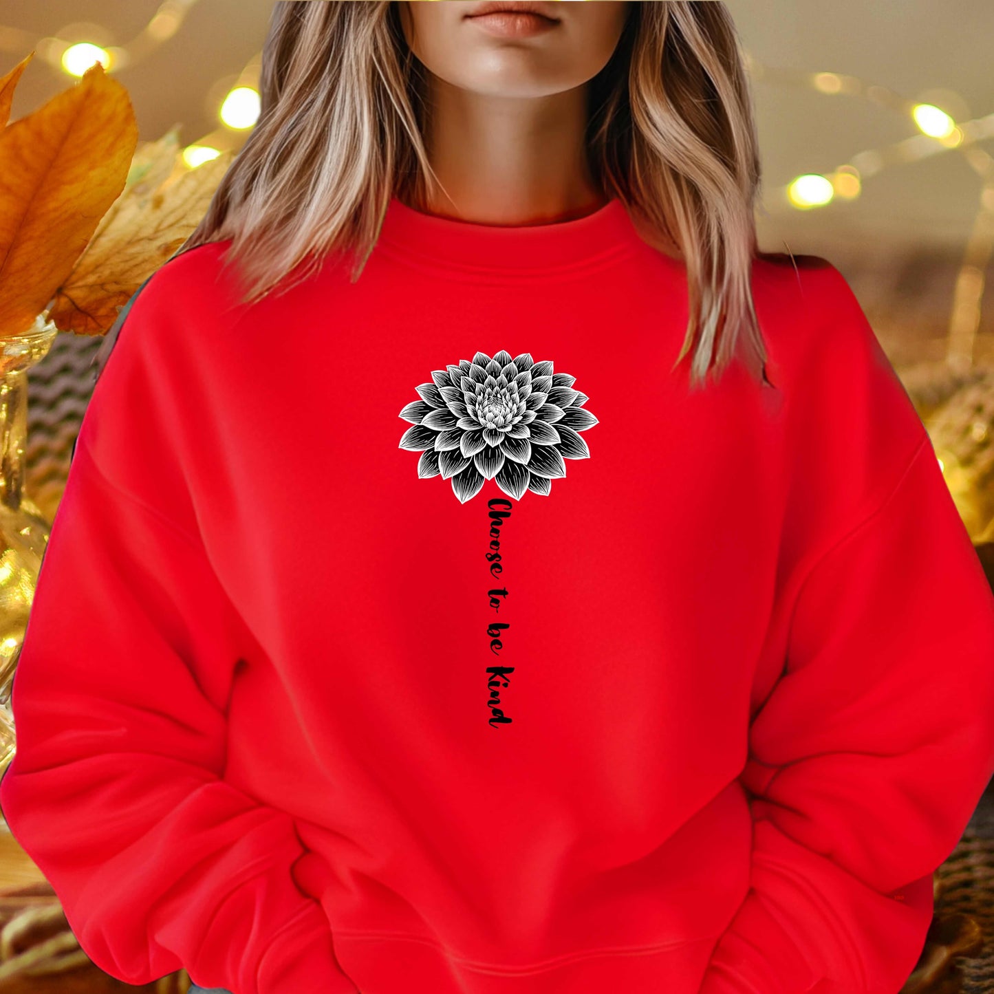 FLOWER WITH CHOOSE TO BE KIND STEM   Crewneck Pullover Sweatshirt