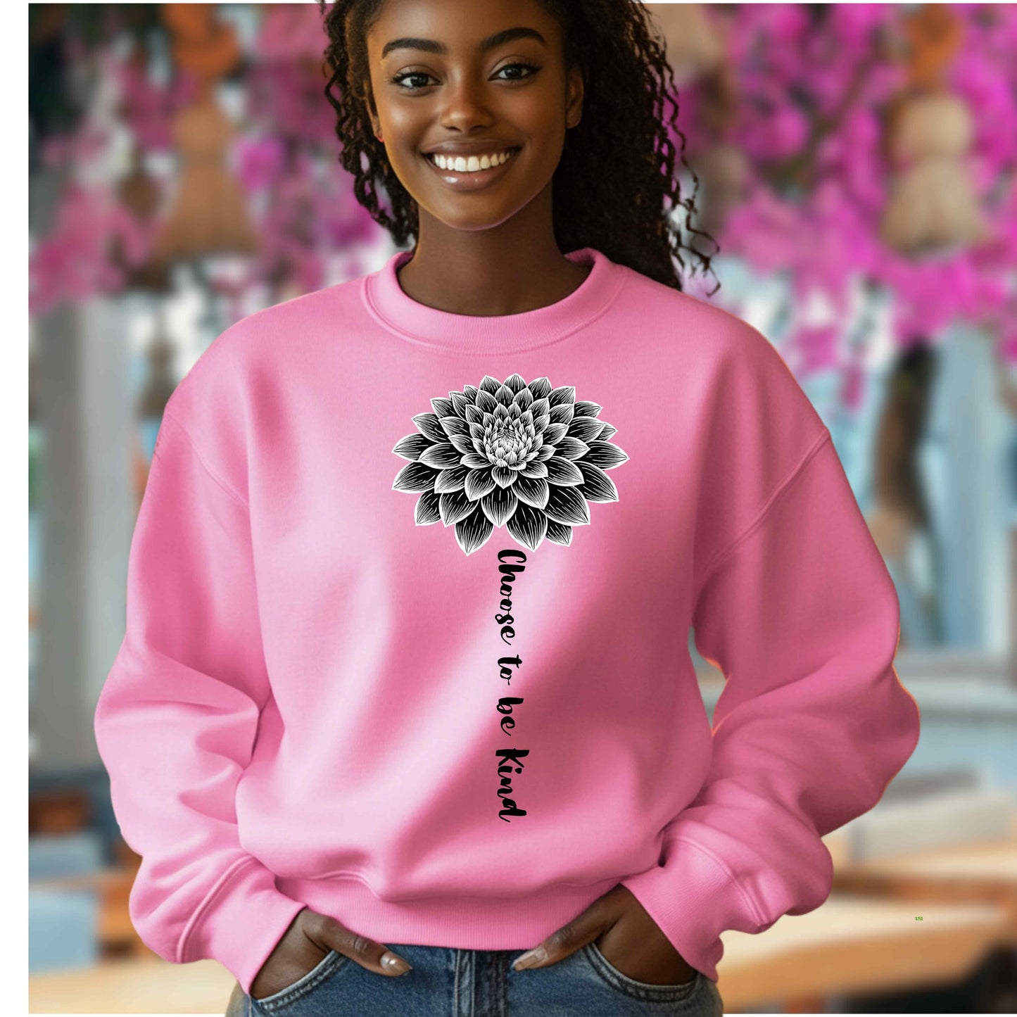 FLOWER WITH CHOOSE TO BE KIND STEM   Crewneck Pullover Sweatshirt