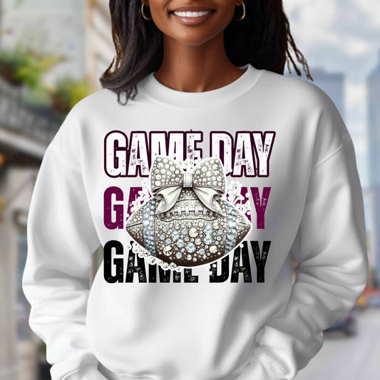 GAME DAY SILVER FOOTBALL.   Pullover Hoodie