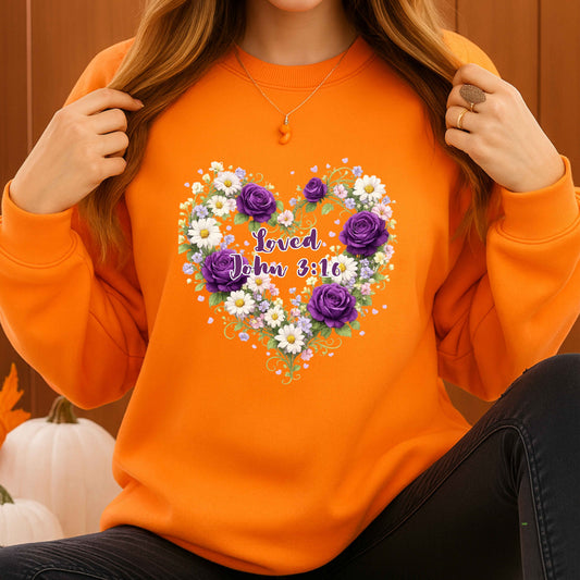 FLOWER HEART SHAPE WITH LOVE JOHN3;16 Crewneck Pullover Sweatshirt