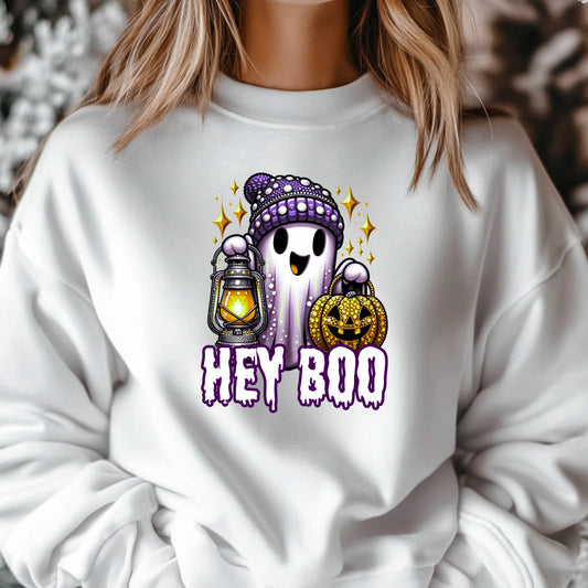 Hey boo ghost.  Halloween.  Pullover Hoodie