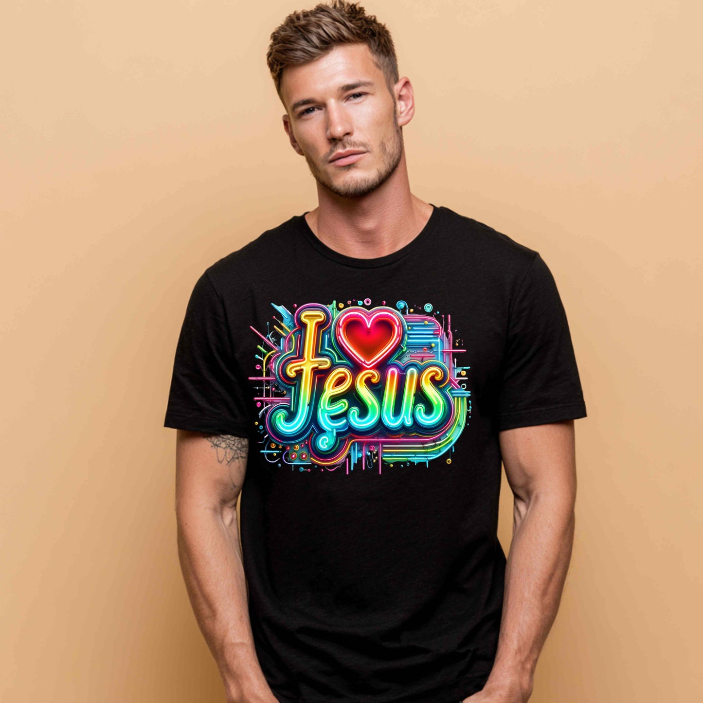 NEON I LOVE JESUS.  T-Shirt
