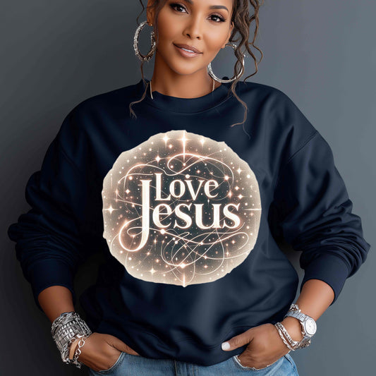 LOVE JESUS . Gildan Crewneck Pullover Sweatshirt