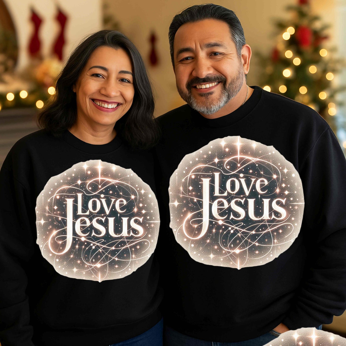 LOVE JESUS . Gildan Crewneck Pullover Sweatshirt