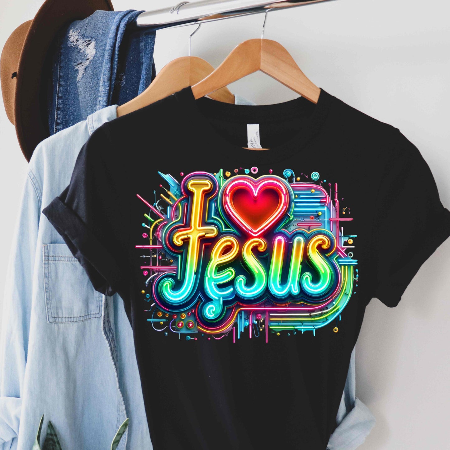 NEON I LOVE JESUS.  T-Shirt