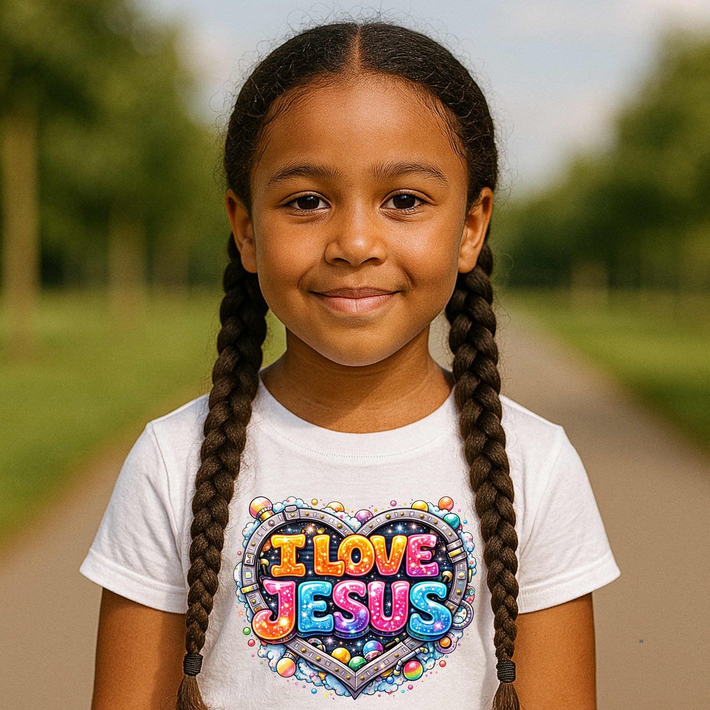 COLORFULL I LOVE JESUS   YOUTH  Cotton T-Shirt
