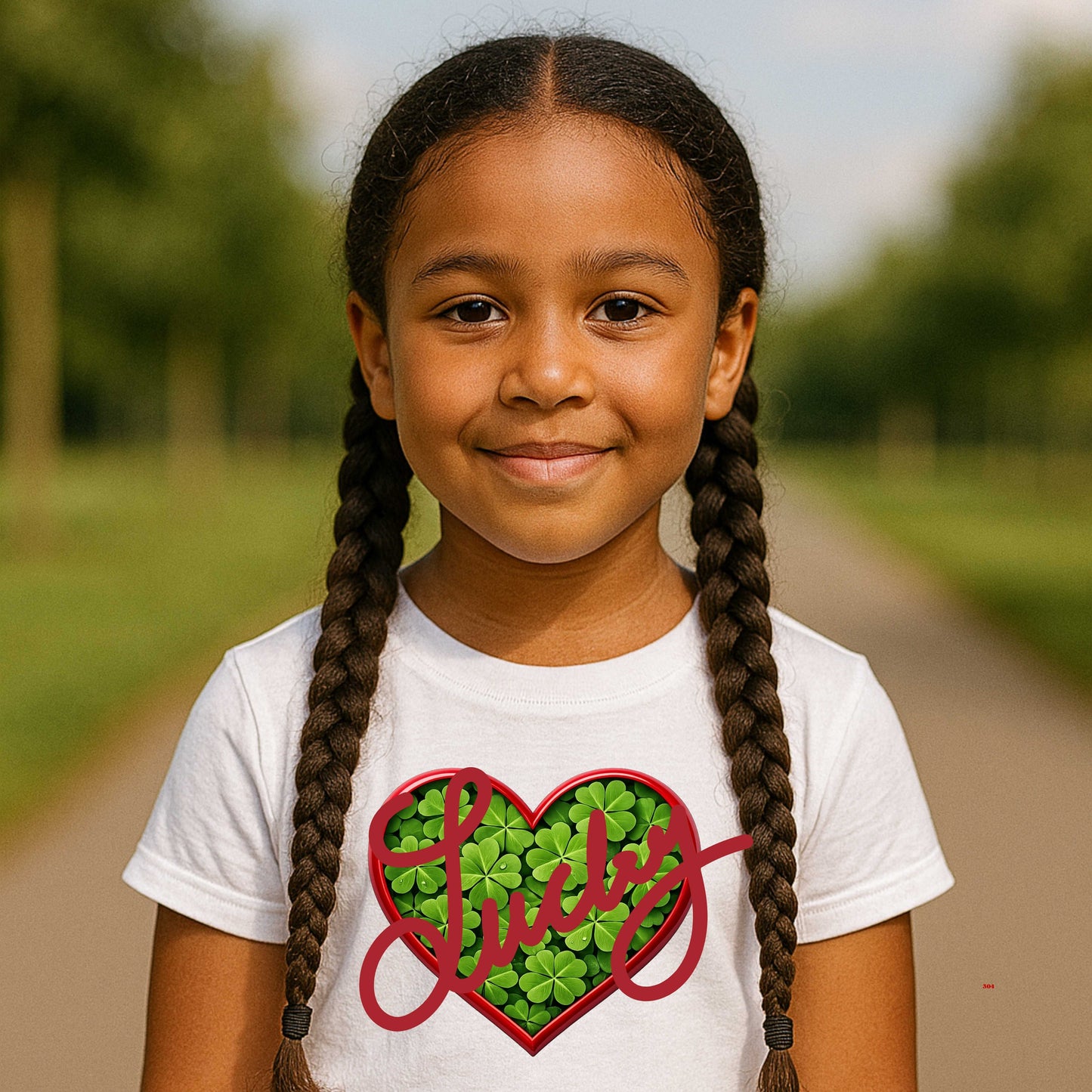LUCKY HEART WITH 4 LEAF CLOVERS IN IT   T-Shirt