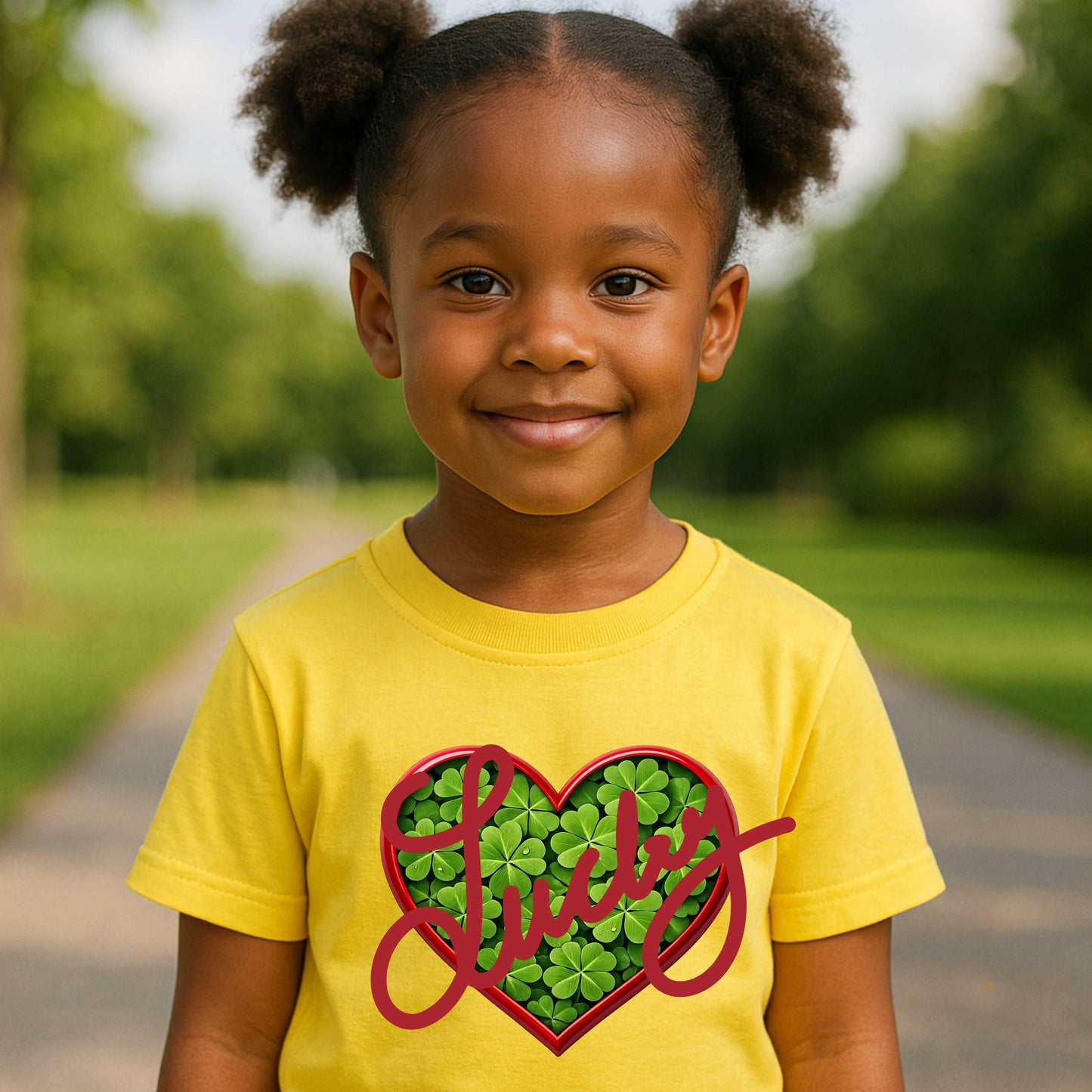 LUCKY HEART WITH 4 LEAF CLOVERS IN IT   T-Shirt