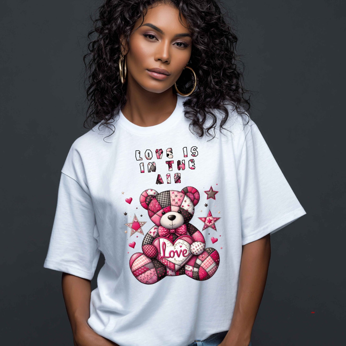 PINK PATCHWORK VALENTINE TEDDY BEAR   T-Shirt