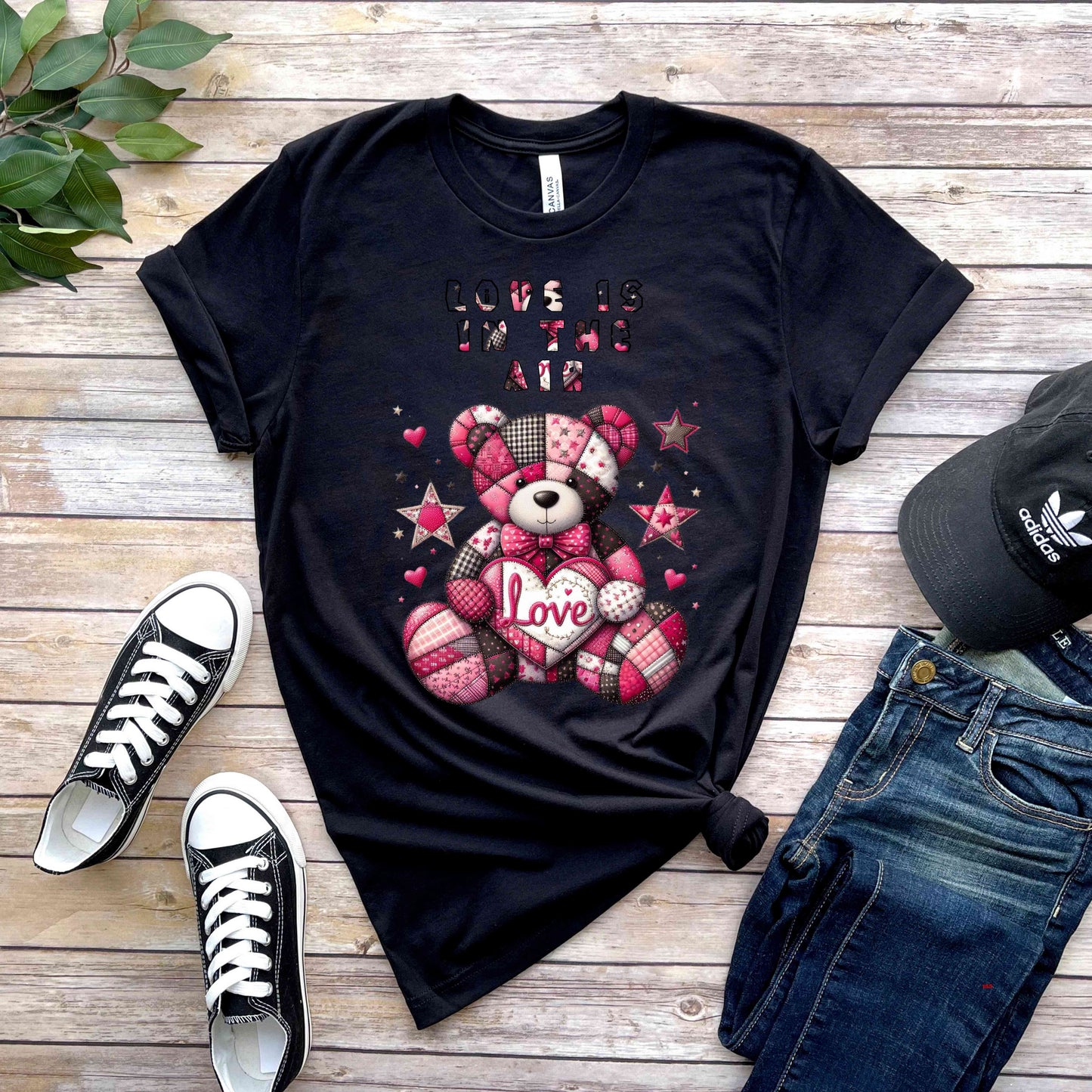 PINK PATCHWORK VALENTINE TEDDY BEAR   T-Shirt