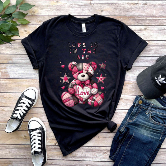 PINK PATCHWORK VALENTINE TEDDY BEAR   T-Shirt