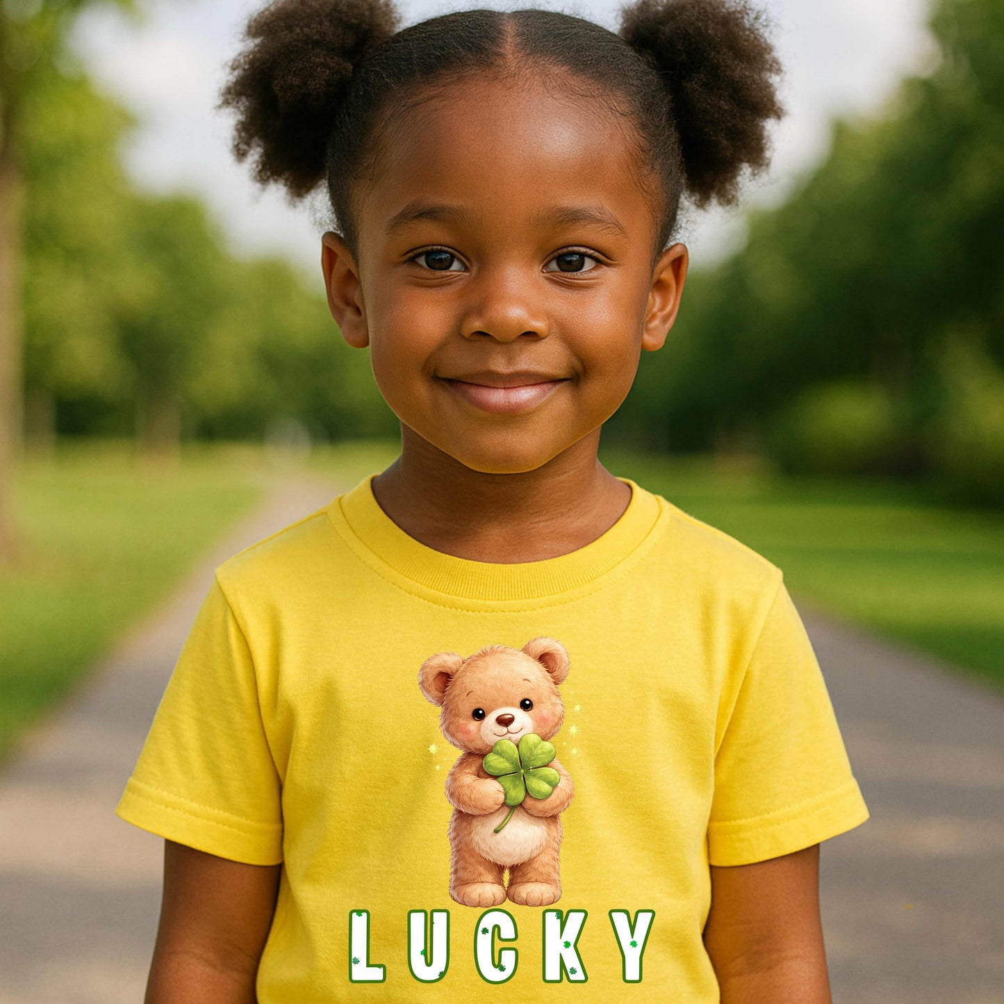 LUCKY TEDDY BEAR HOLDING A 4 LEAF CLOVER.  T-Shirt