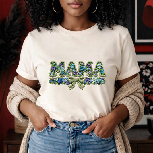 MAMA WITH FLOWER GARLALND . T-Shirt