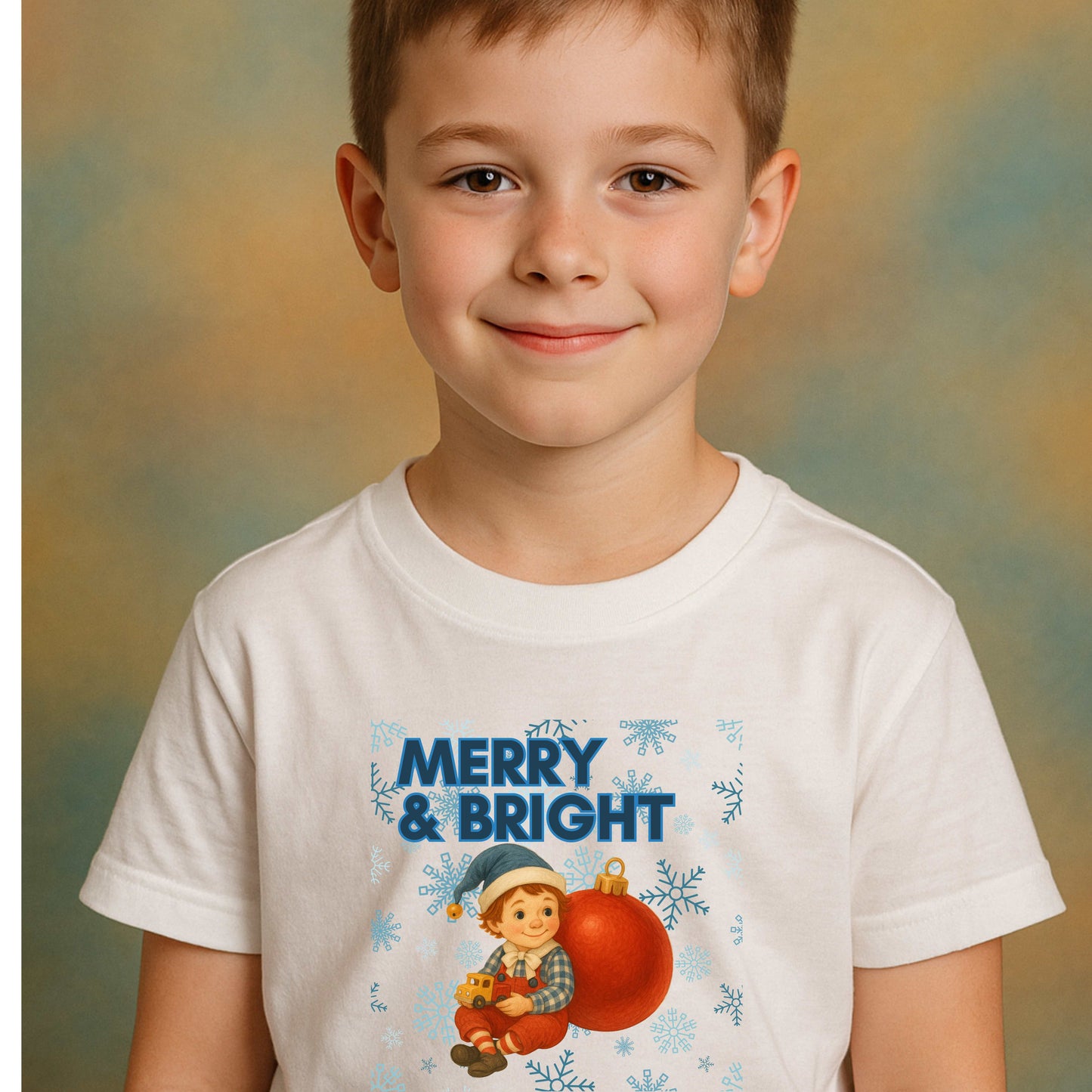 MERRY AND BRIGHT BOY WITH BALL   Youth LS T-Shirt