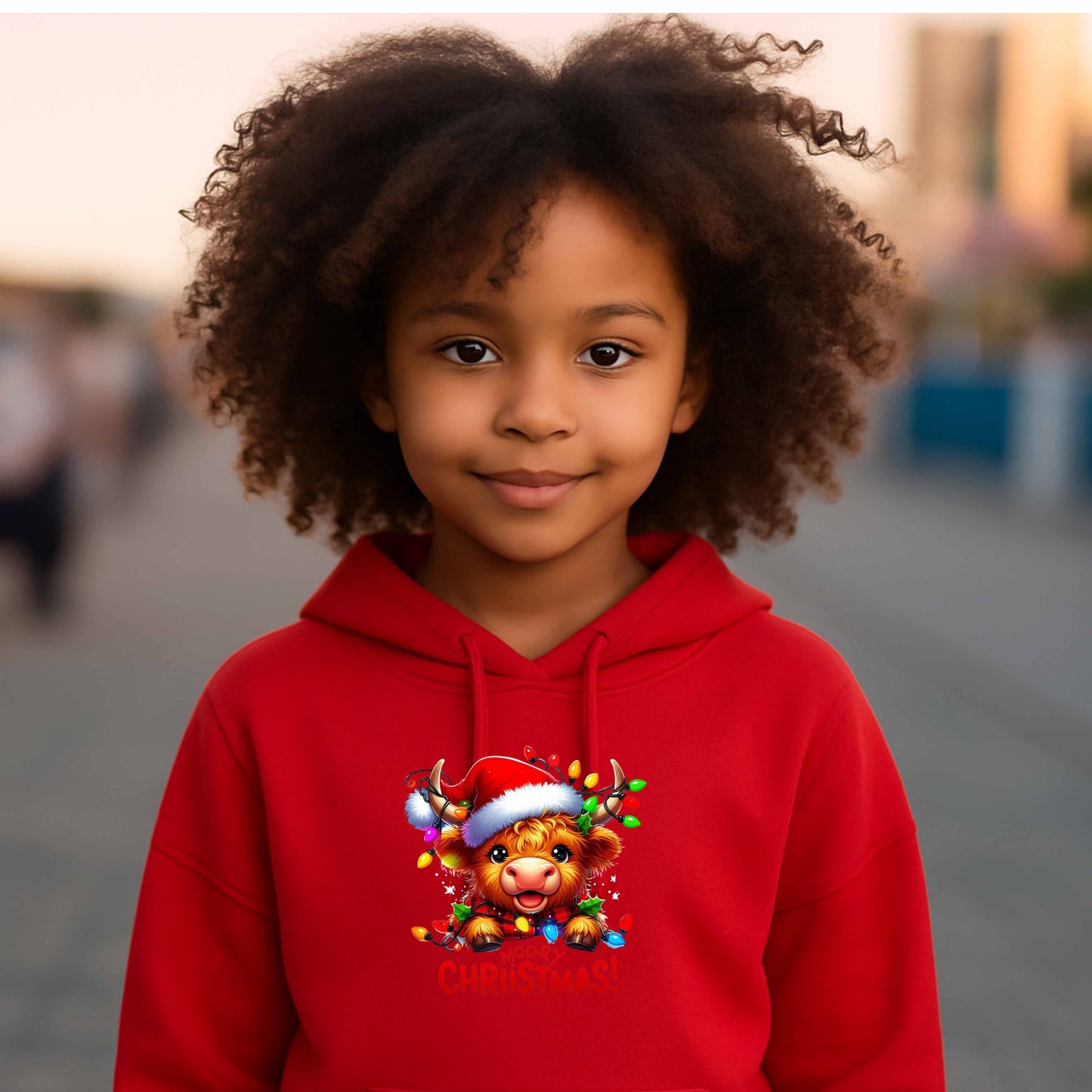 MOO-ERY CHRISTMAS COW  Youth Pullover Hoodie