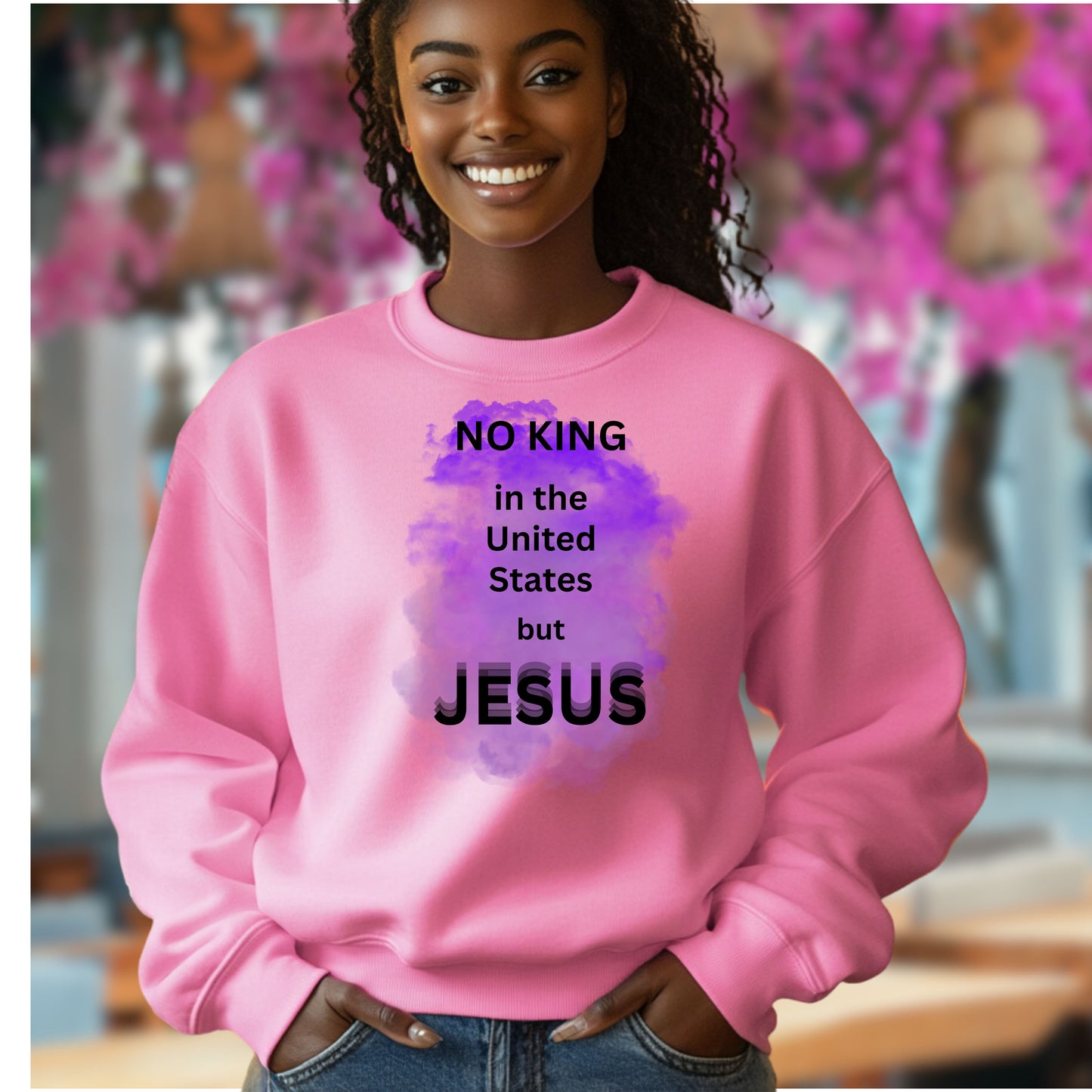 no king in the United States but JESUS   LS T-Shirt 5.3 oz.