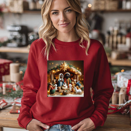 CROCHET NATIVATY SCENE.   Pullover Hoodie
