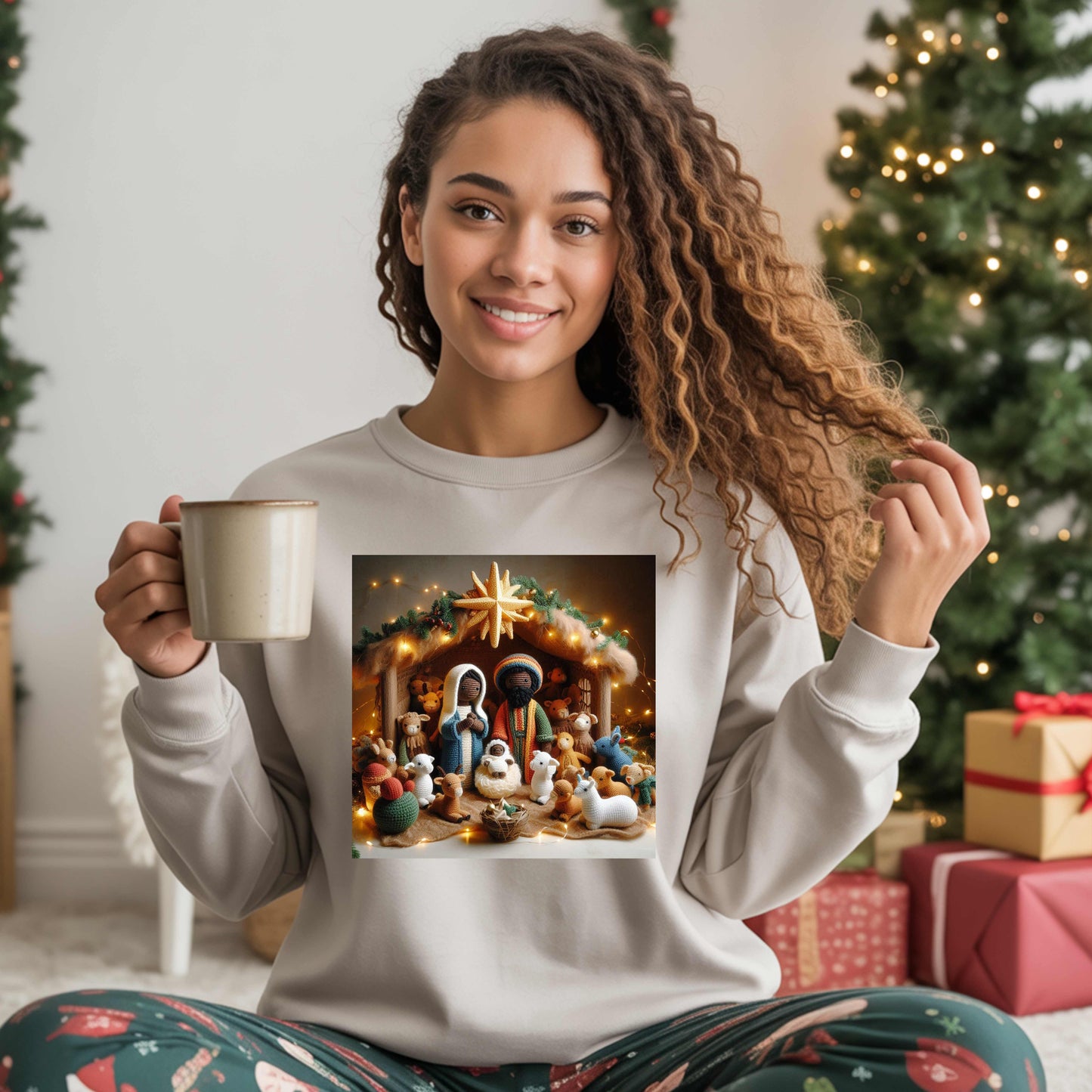 CROCHET NATIVATY SCENE.   Pullover Hoodie