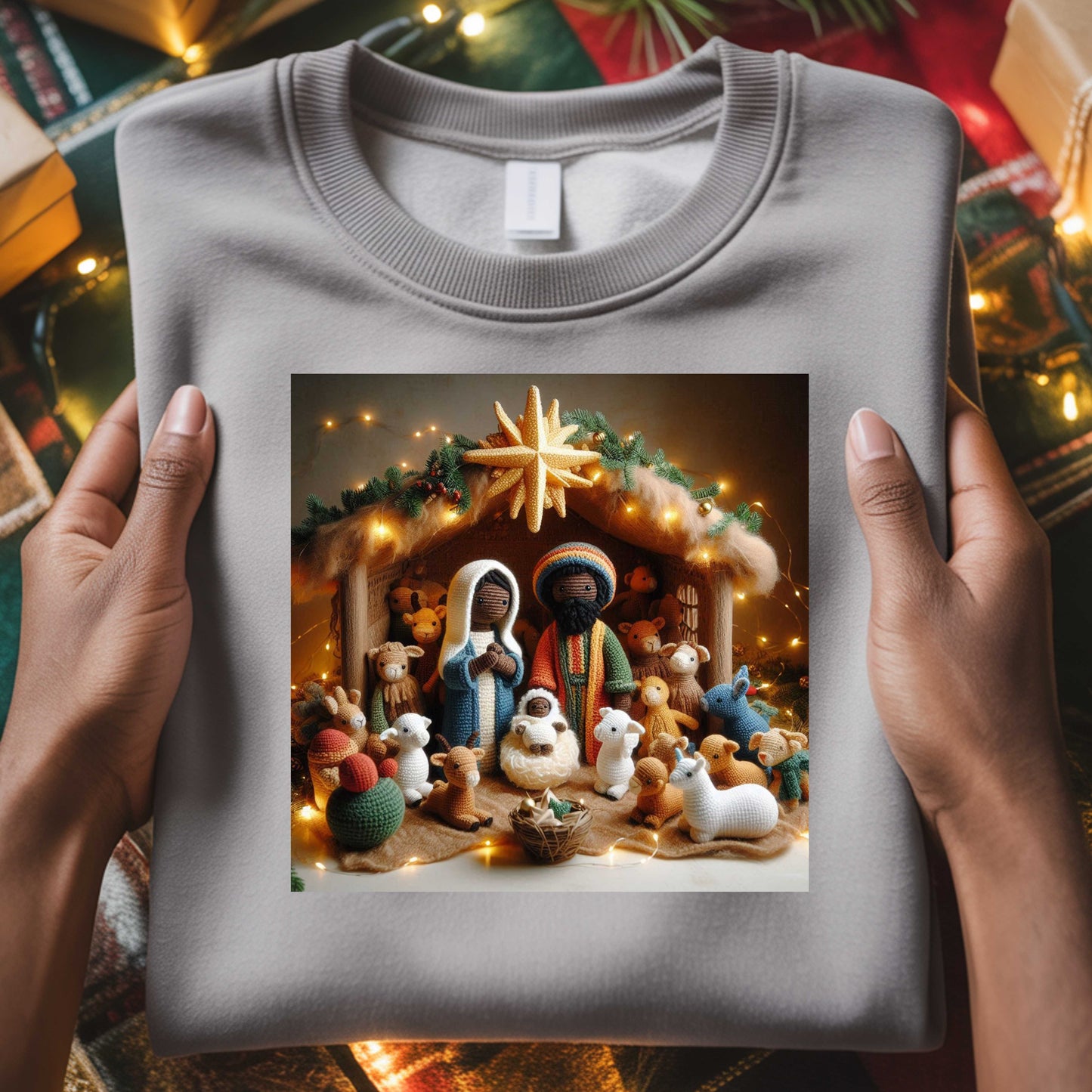 CROCHET NATIVATY SCENE.   Pullover Hoodie
