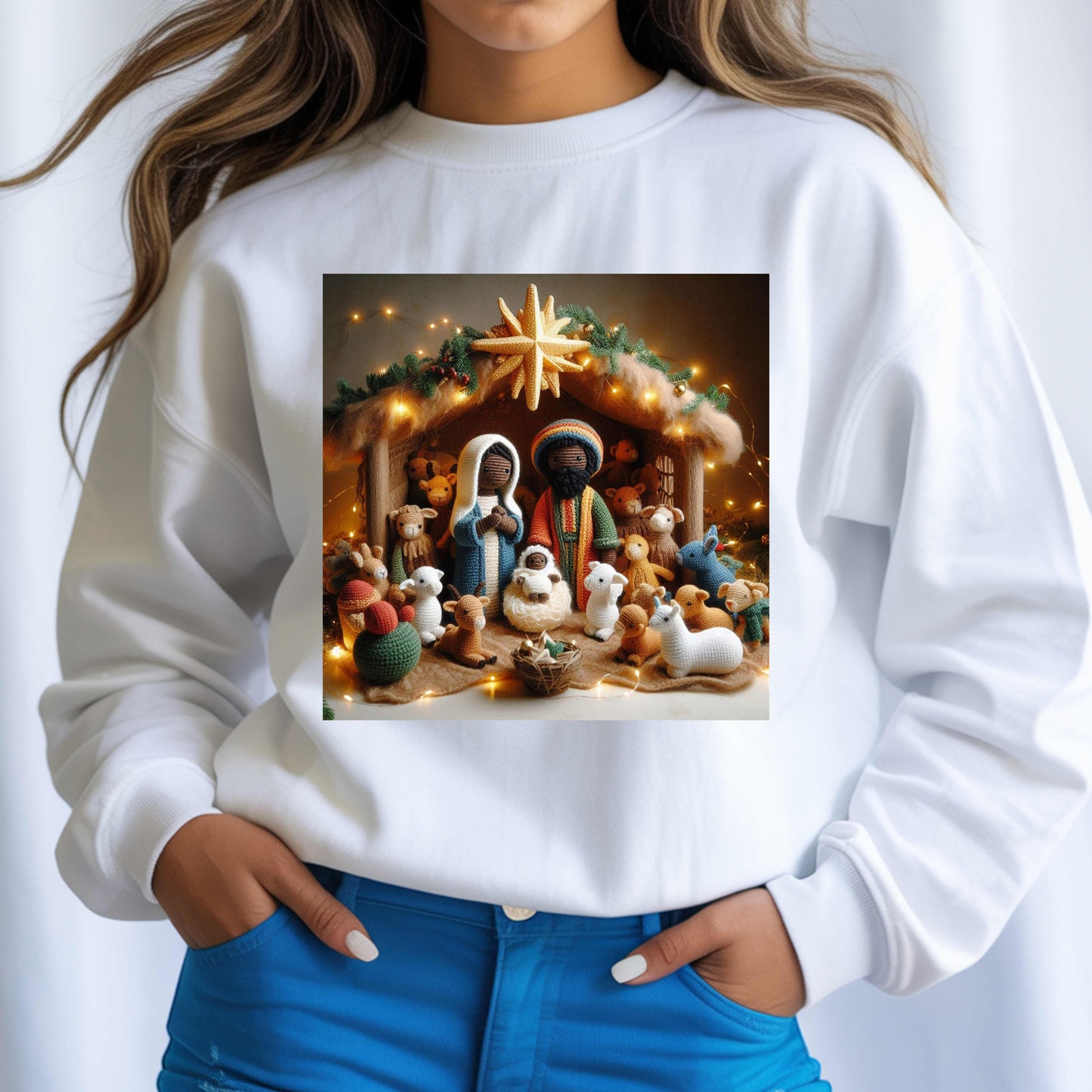 CROCHET NATIVATY SCENE.   Pullover Hoodie
